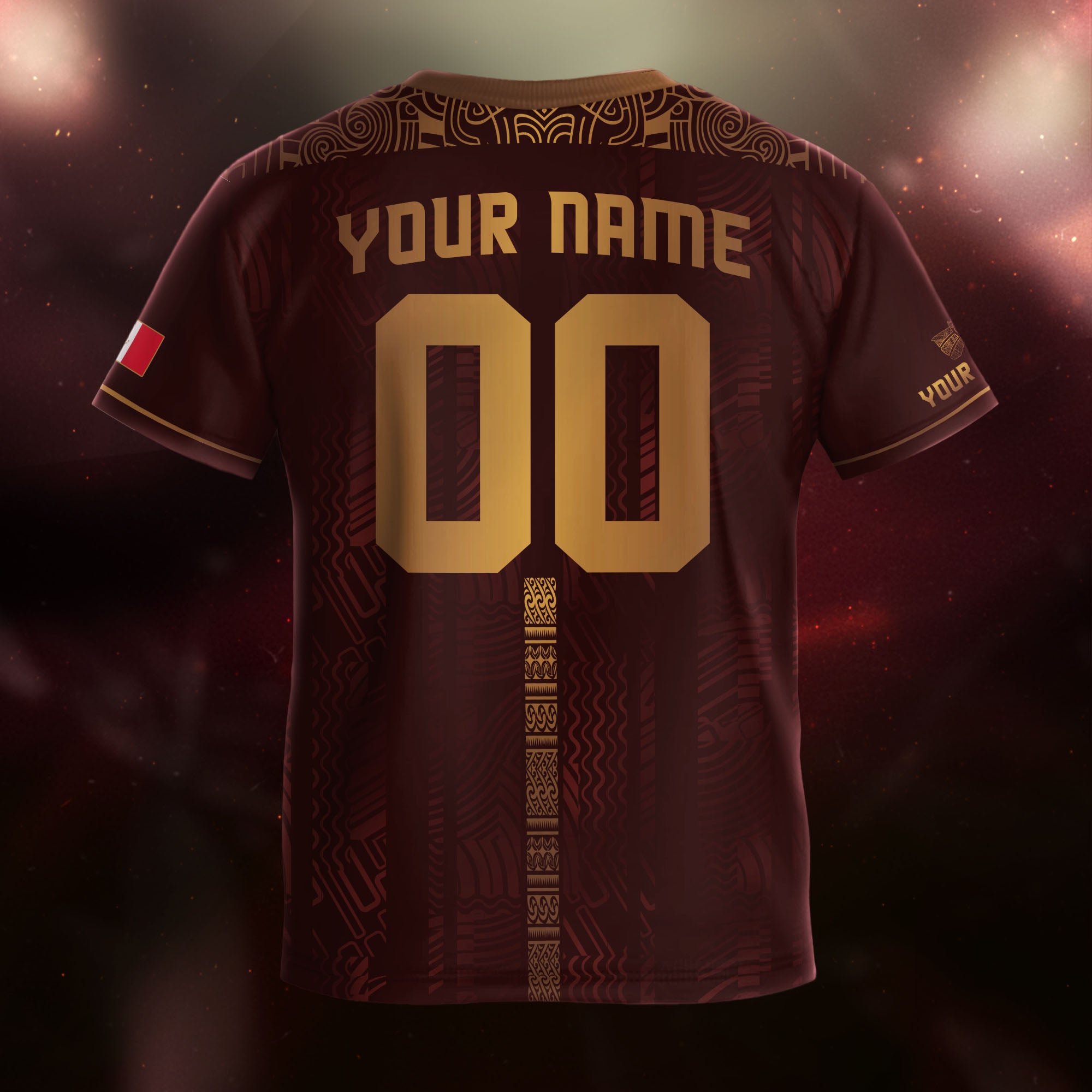 Custom Kids Mexico Soccer Jersey Maroon Aztec Heritage Design