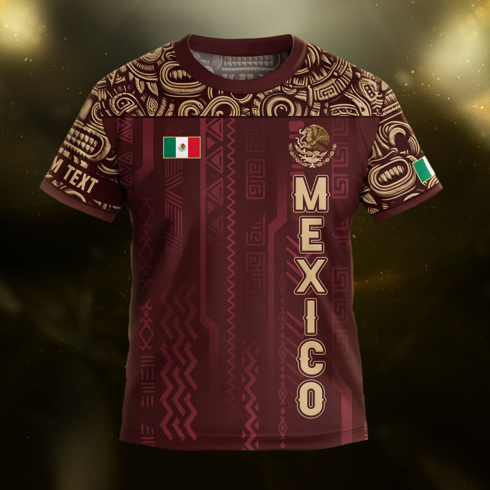 Custom Mexico Kids Soccer Jersey Red Aztec Warrior Style