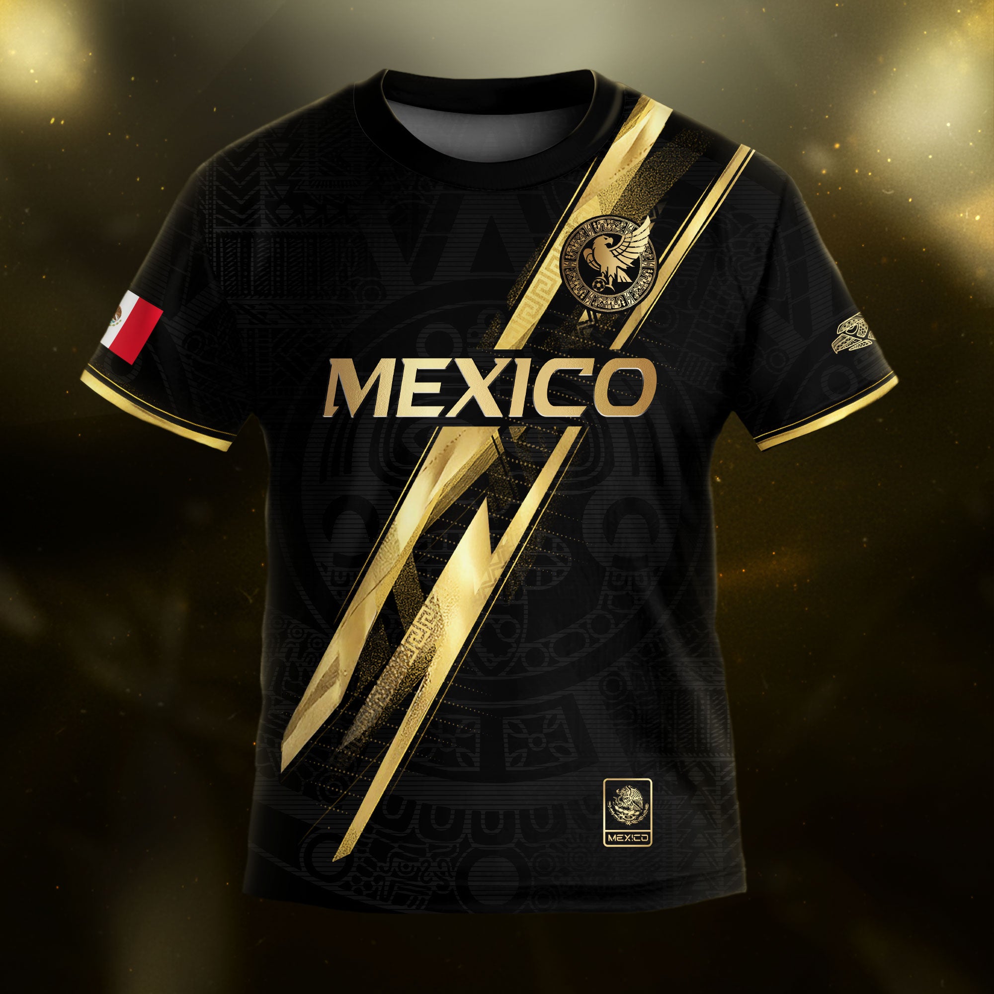Mexico Map Gold Black Dynamic Design Kids Soccer Soccer Jersey