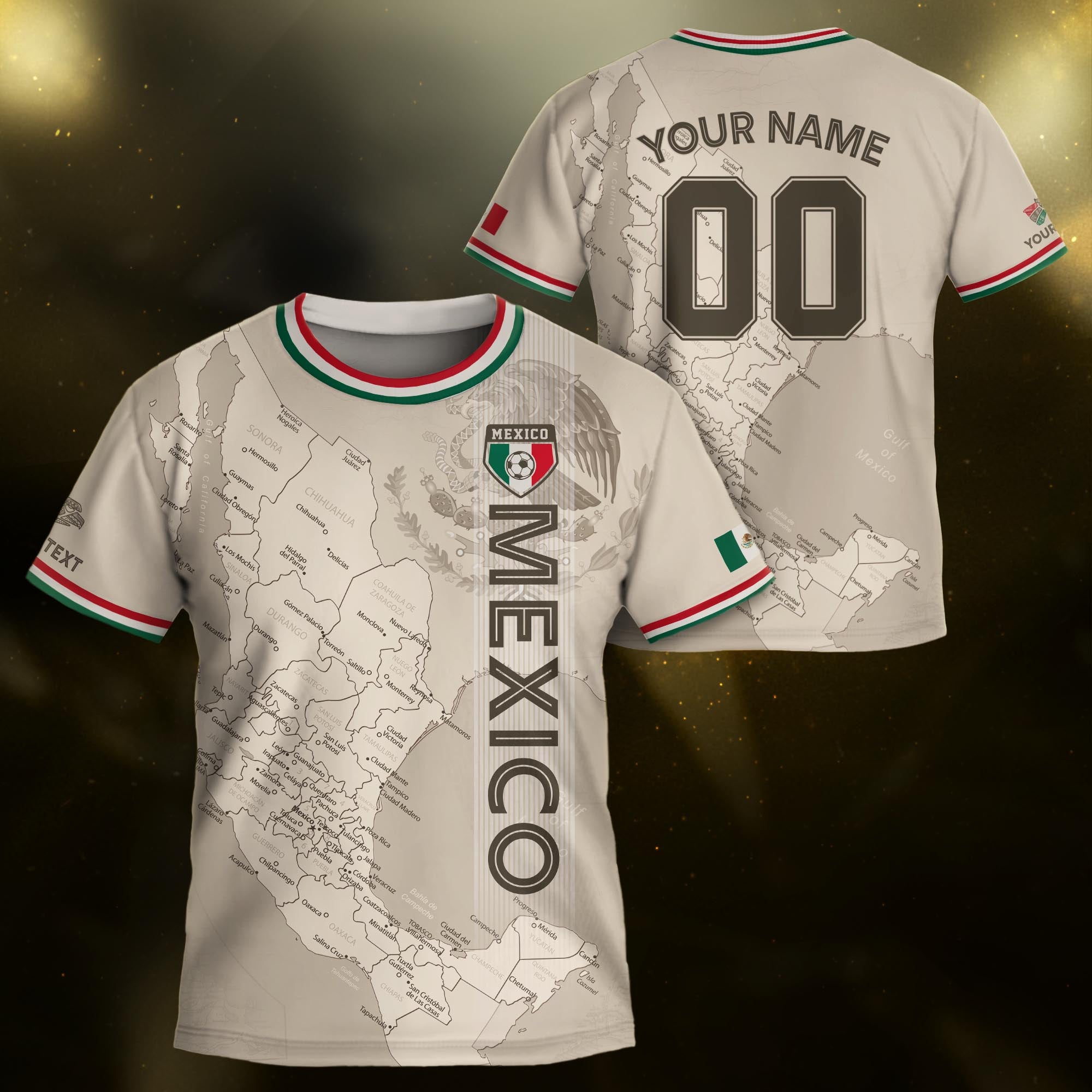 Custom Mexico Kids Soccer Jersey Beige Heritage Map Design