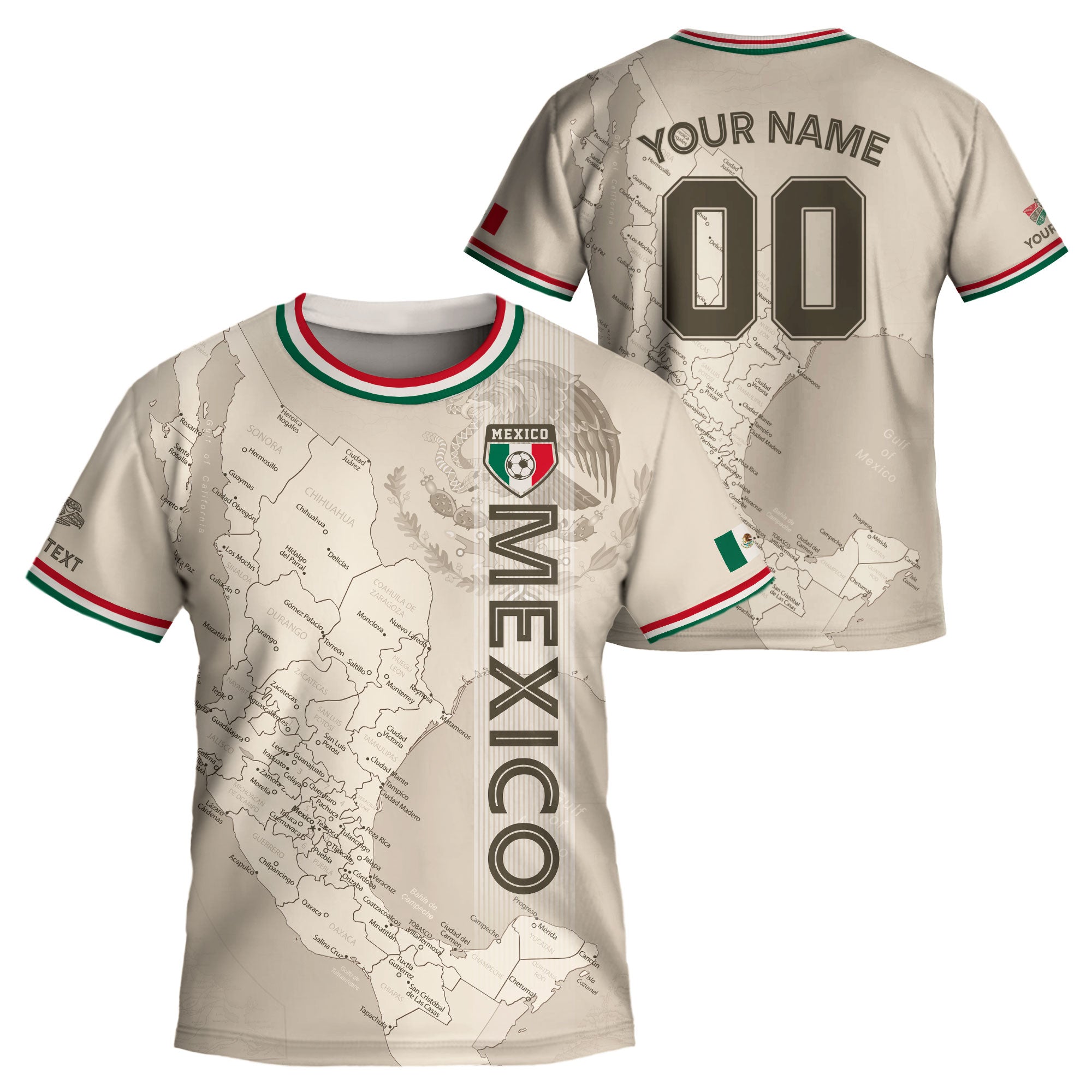 Custom Mexico Kids Soccer Jersey Beige Heritage Map Design