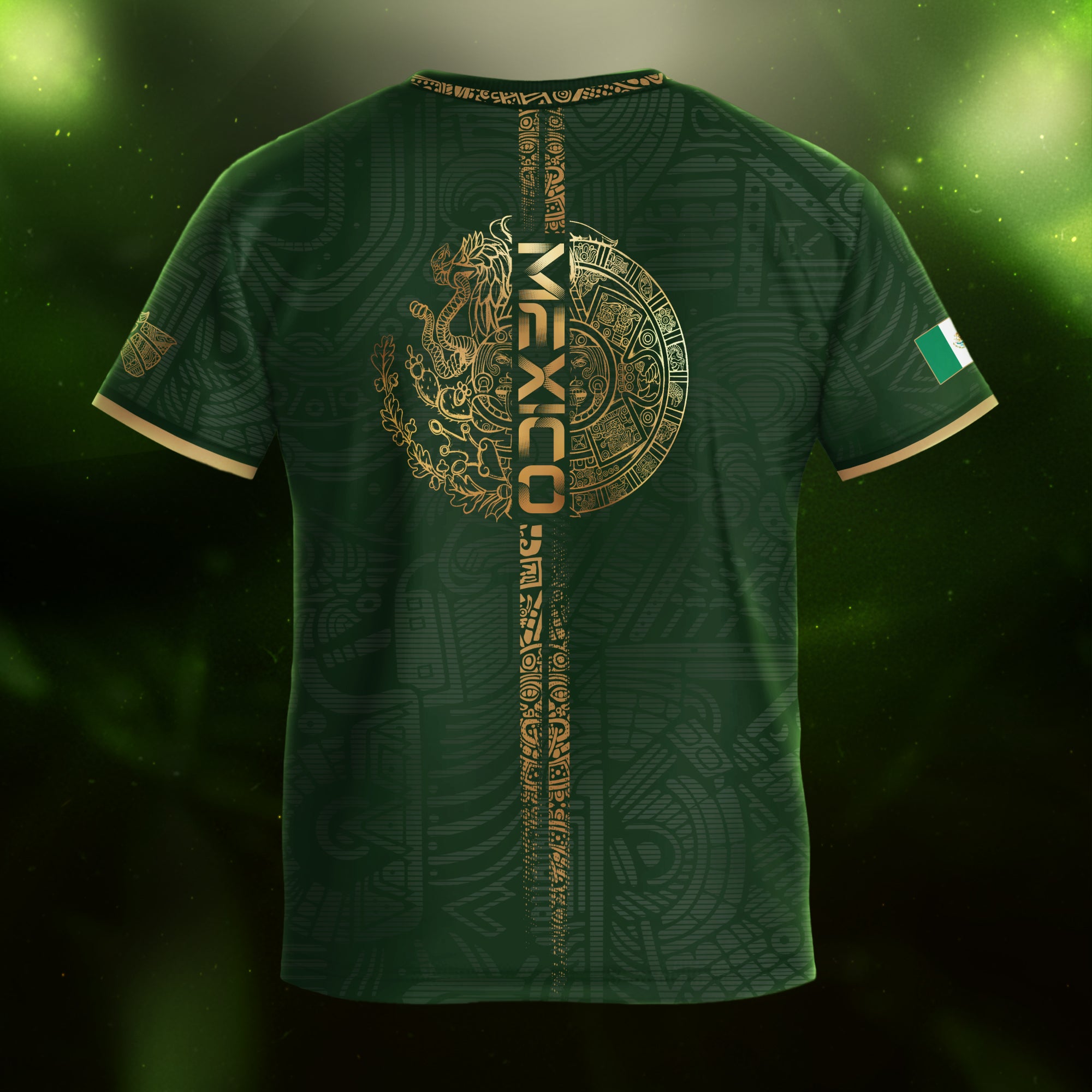 Mexico Green Gold Eagle Graphic Youth Fan Kids Soccer Jersey