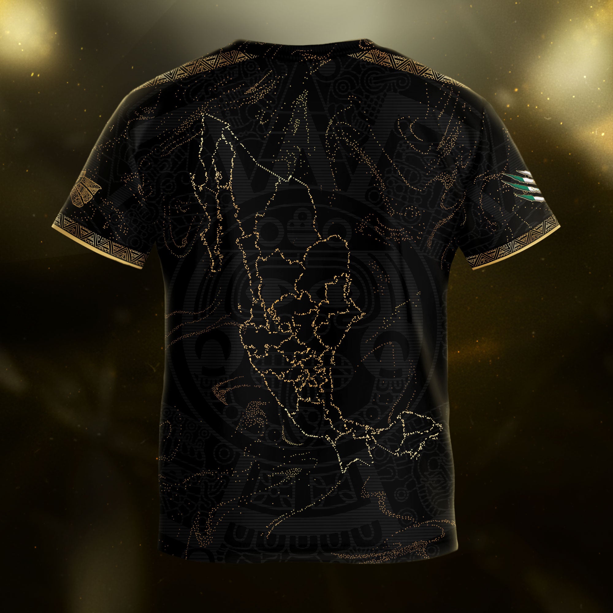 Mexico Map Gold Black Dynamic Replica Training Kids Soccer Jersey