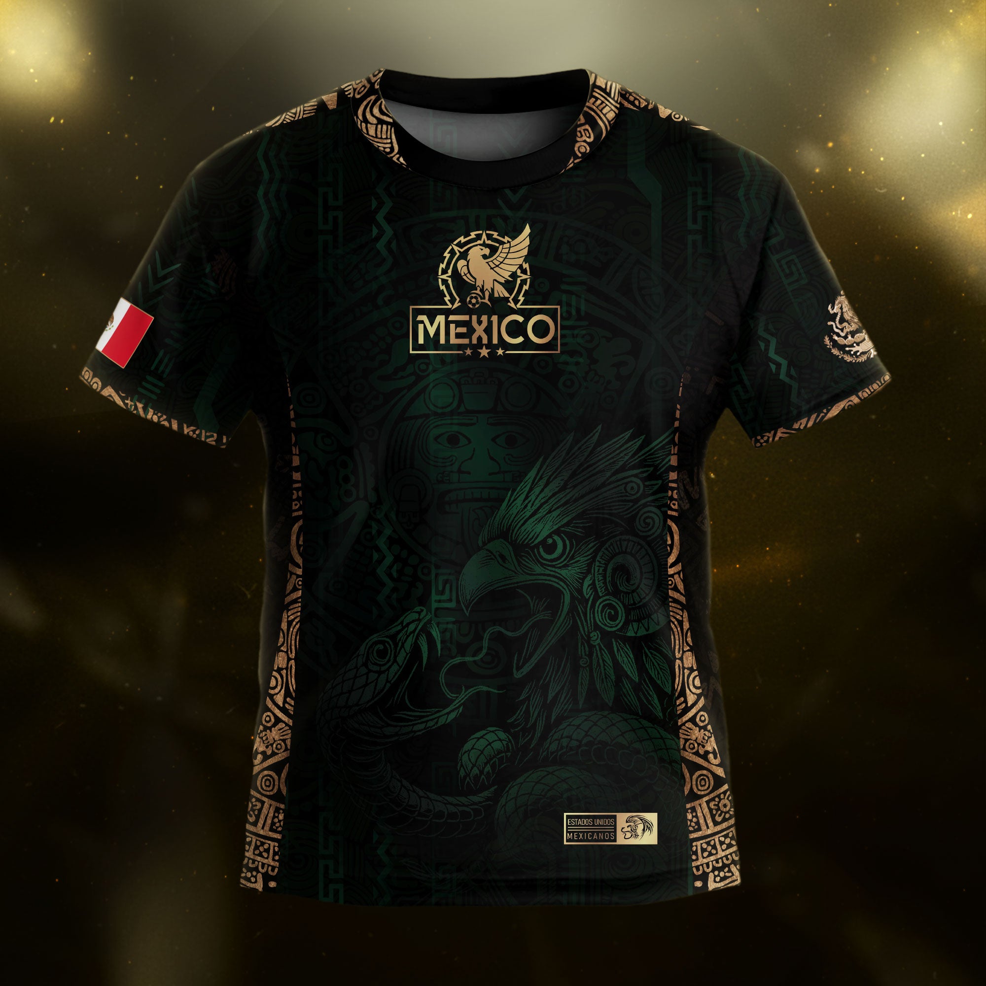 Mexico Emerald Dark Green Aztec Warrior Spirit Kids Soccer Jersey
