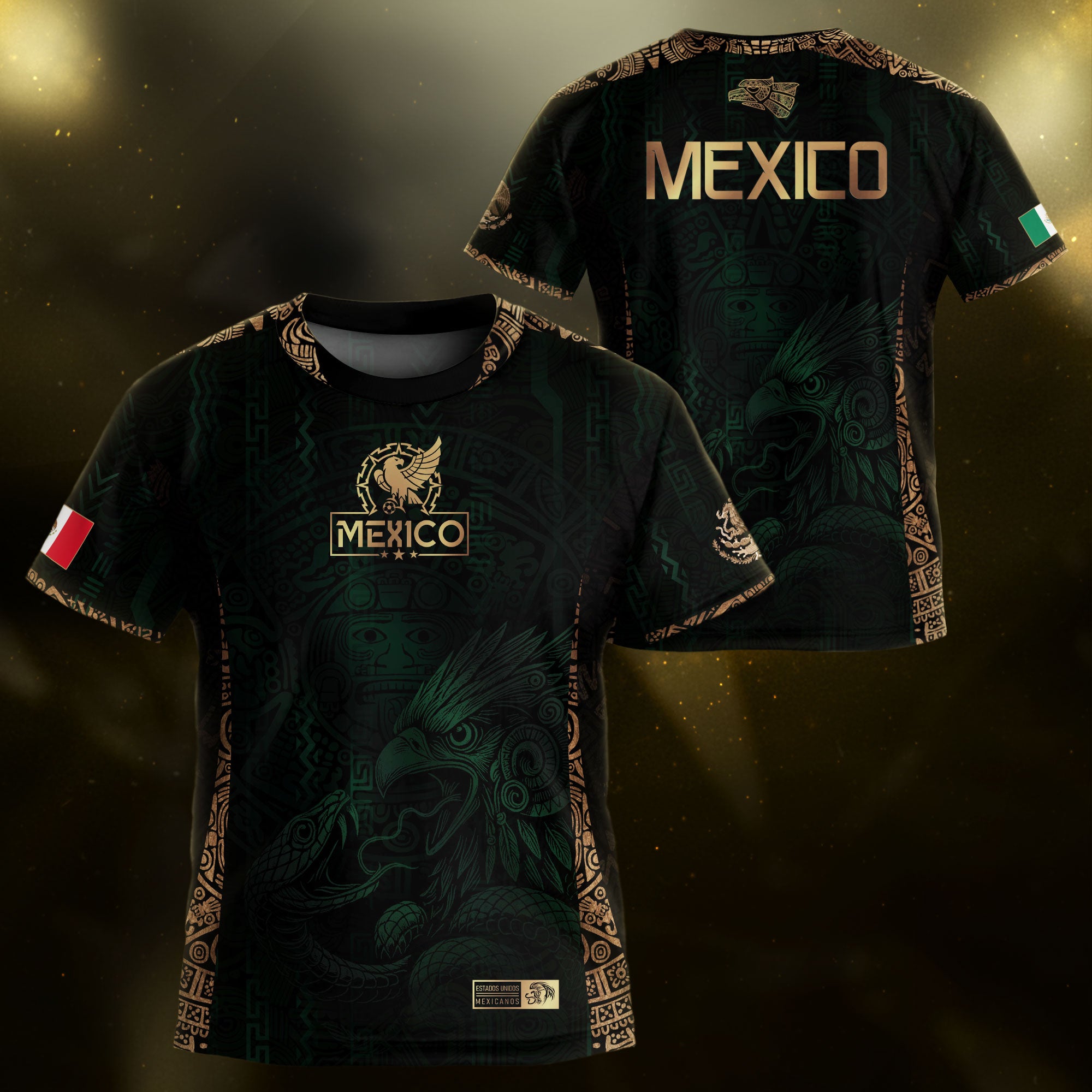 Mexico Emerald Dark Green Aztec Warrior Spirit Kids Soccer Jersey