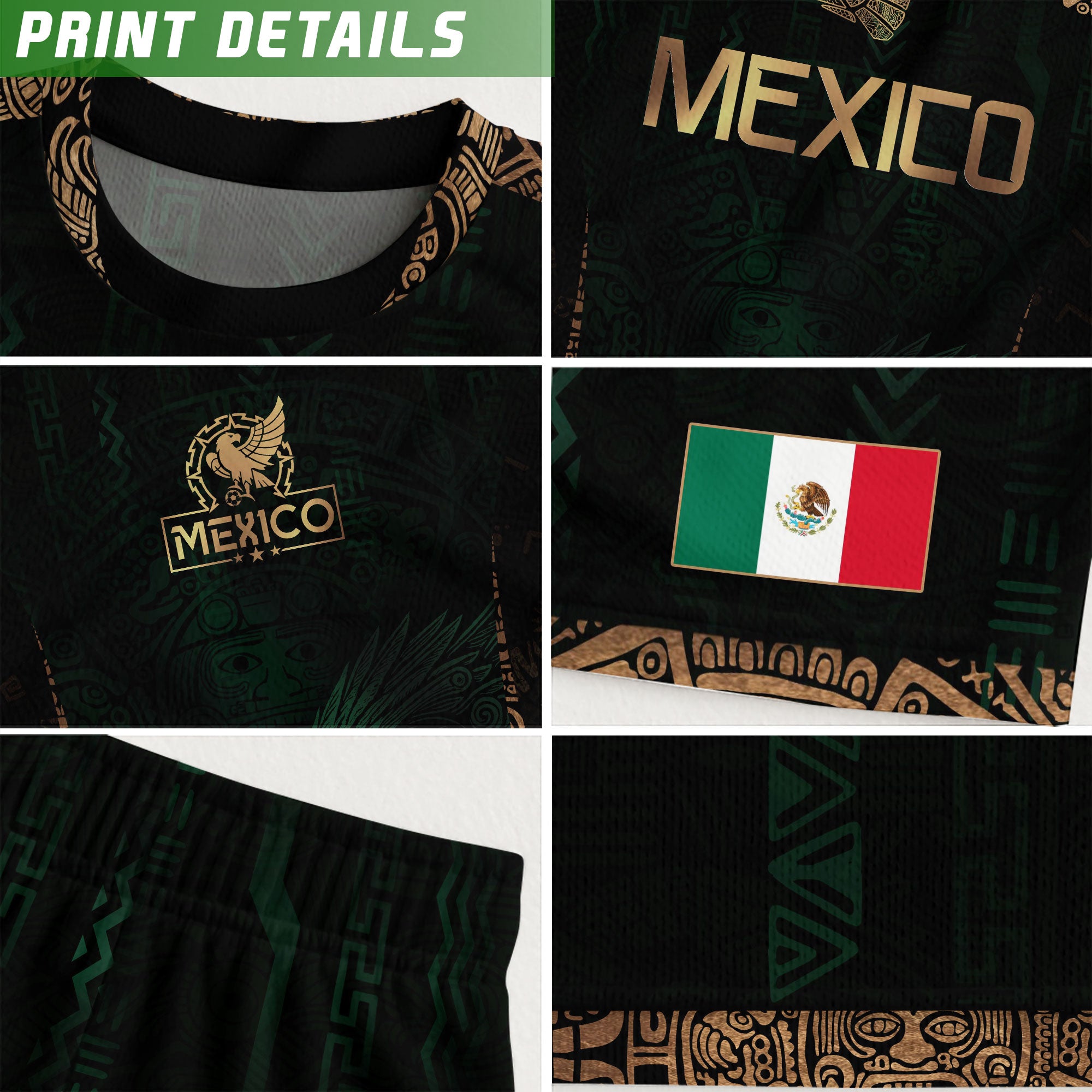 Mexico Emerald Dark Green Aztec Warrior Spirit Kids Soccer Jersey