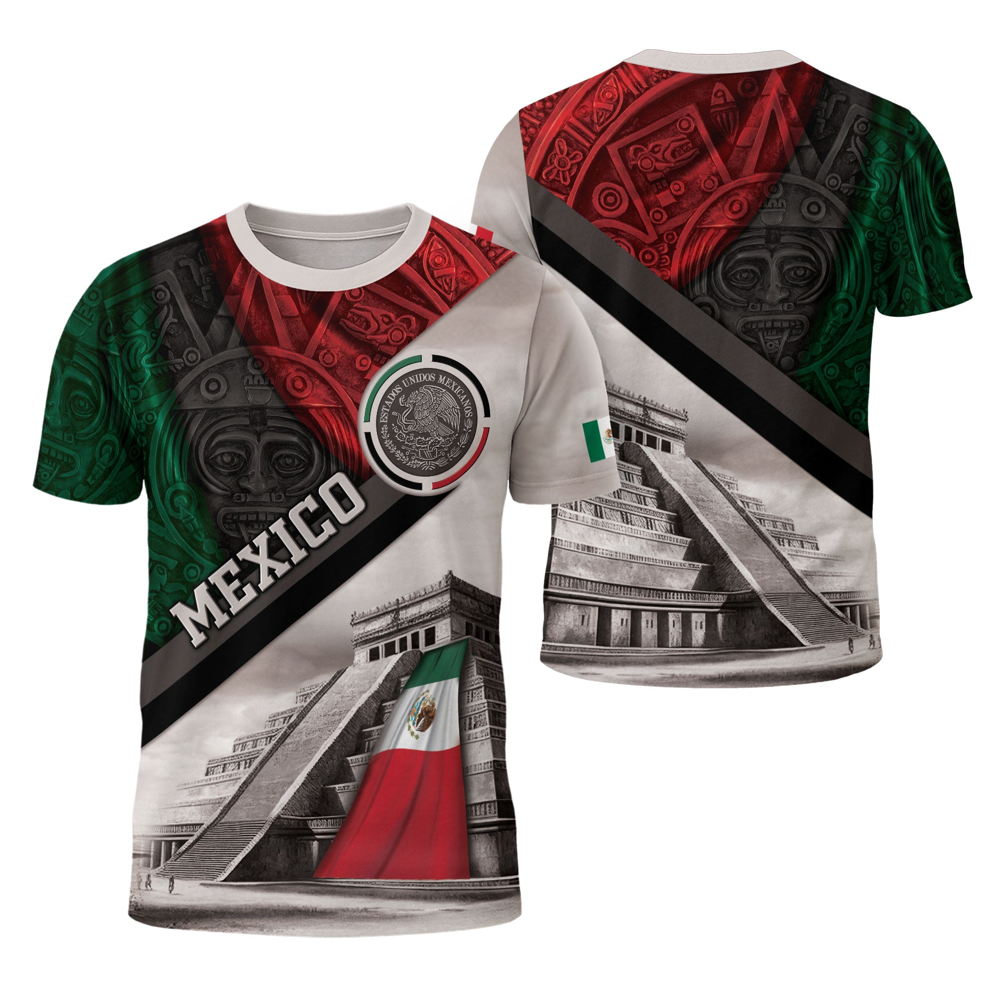 Mexico Flag Pyramid Aztec Heritage Pride Warrior Spirit Legacy Shirt