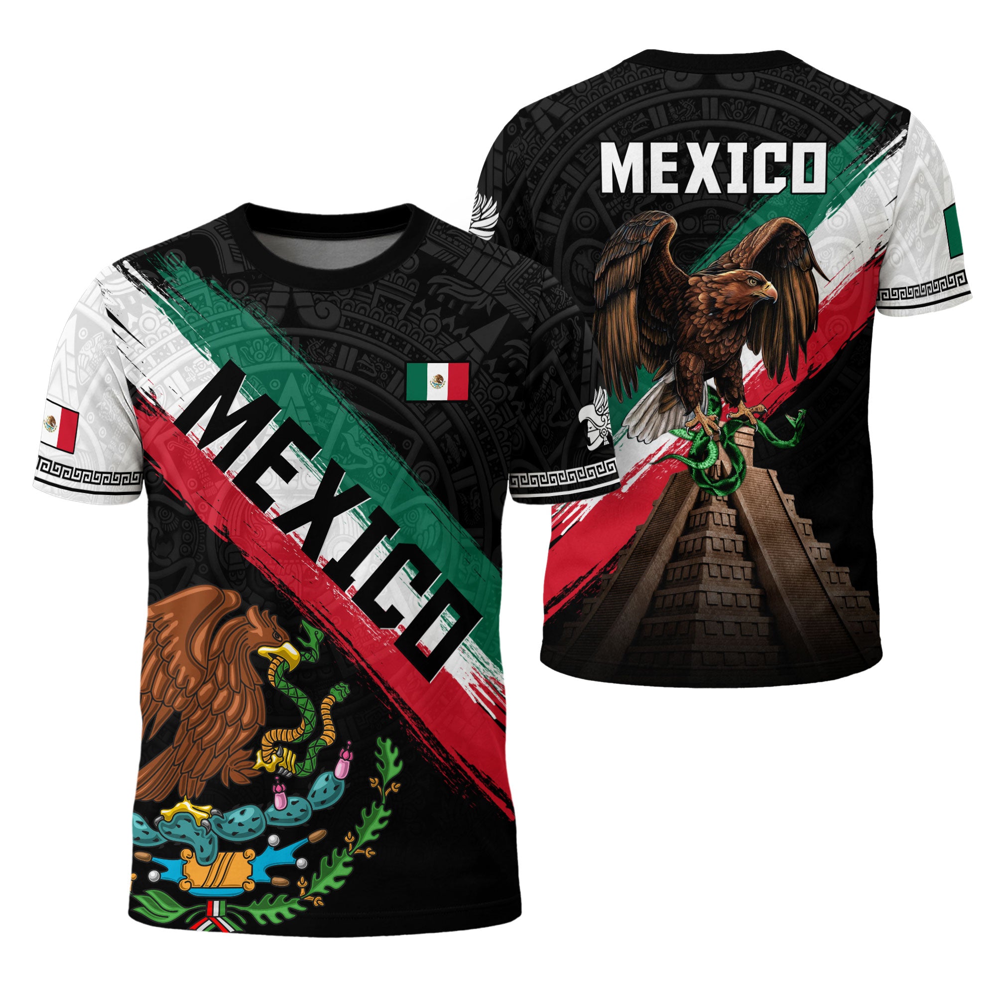Mexico Flag Eagle Aztec Pyramid Heritage Pride Warrior Spirit Shirt