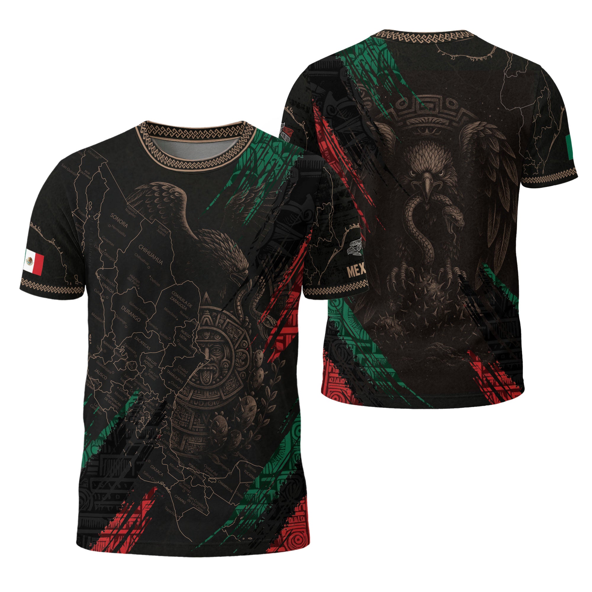 Aztec Eagle Mexico Map Heritage Pride Black Warrior Shirt