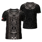Aztec Sun Stone Black Pattern Mexico Heritage Shirt