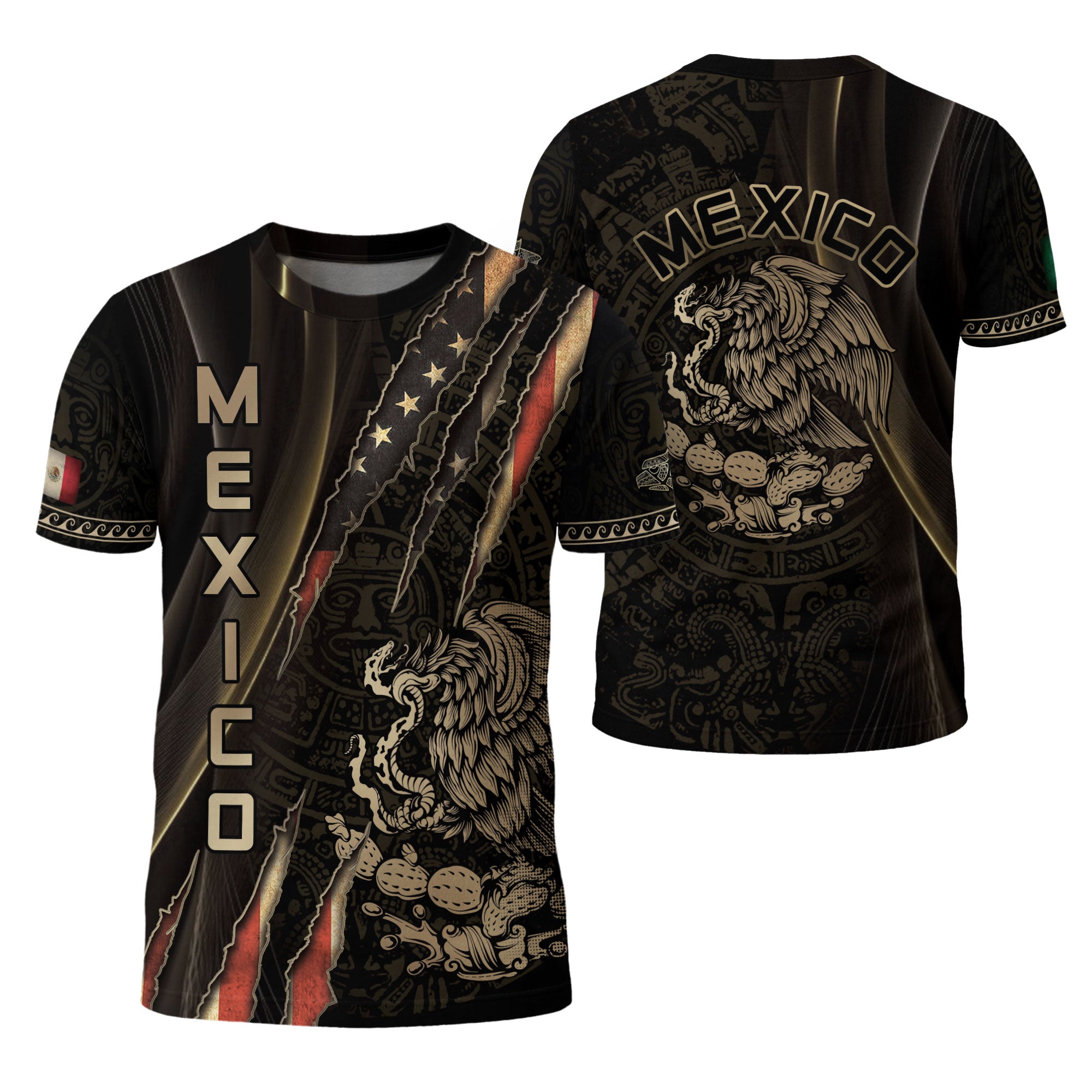 Mexico USA Flag Eagle Claw Aztec Heritage Warrior Shirt