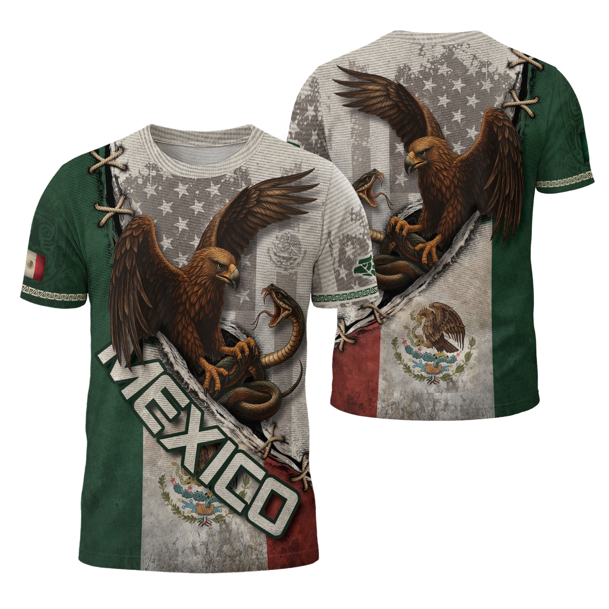 Mexican Eagle and Snake Heritage Flag Warrior Shirt