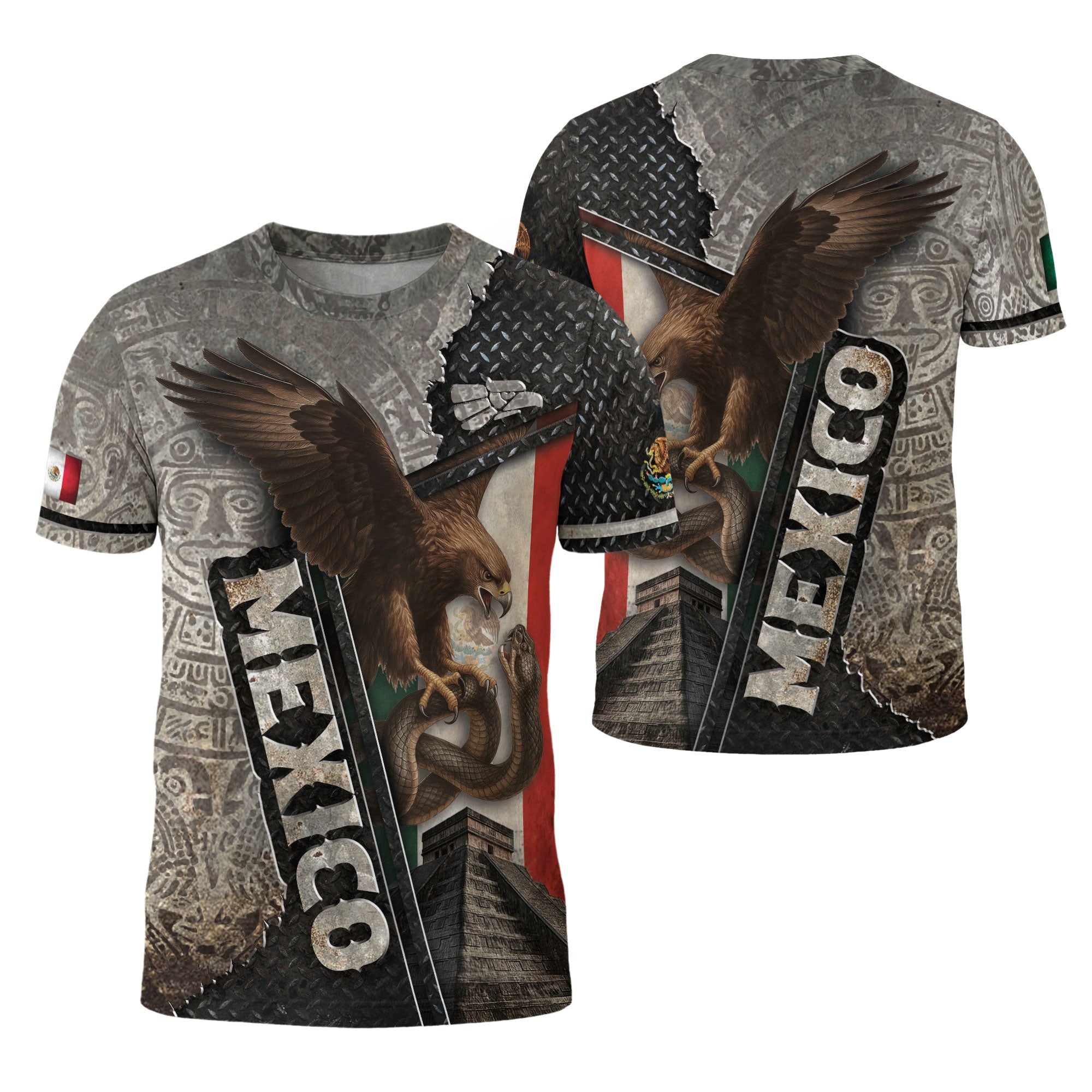 Mexican Eagle Serpent Aztec Pyramid Heritage Warrior Shirt