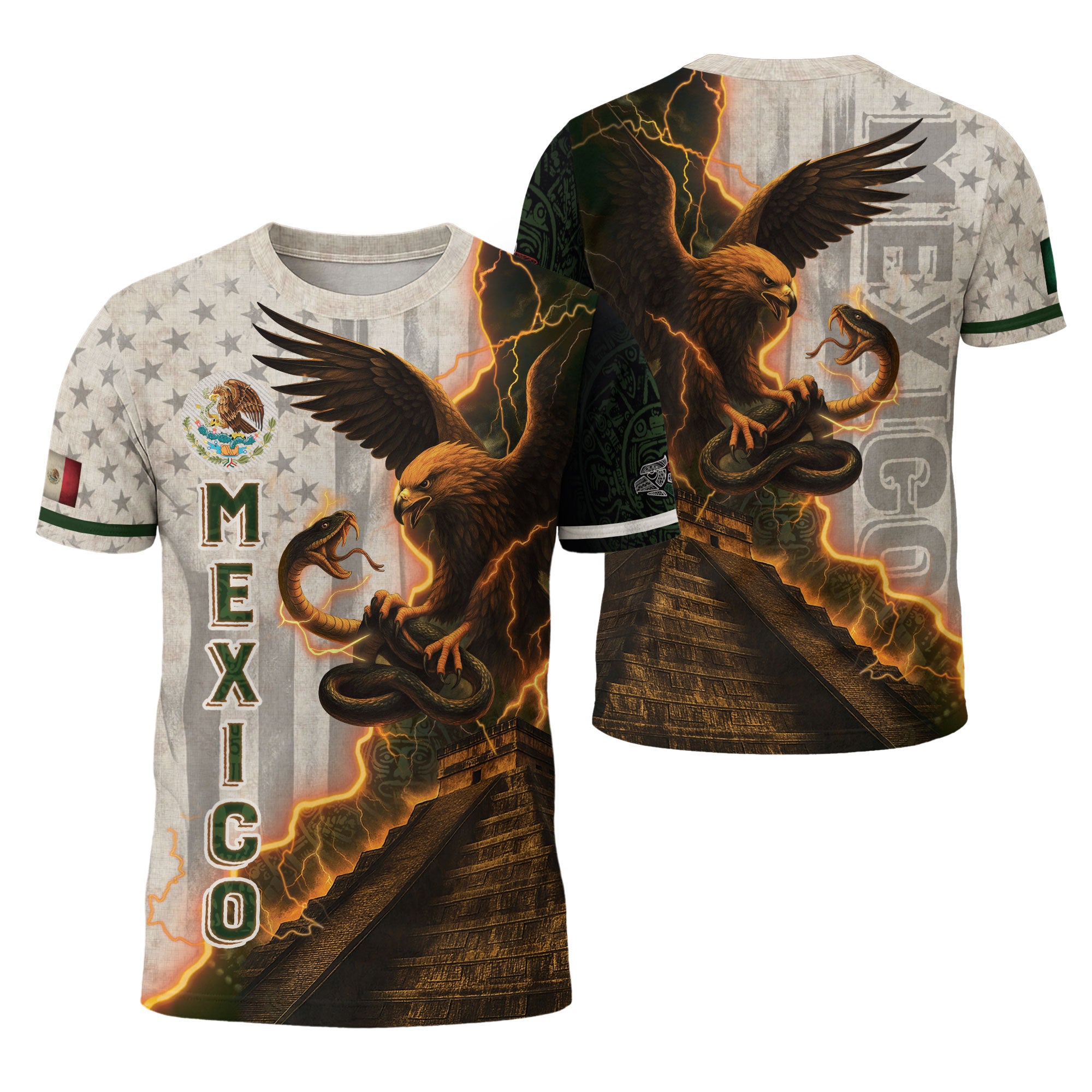 Mexican Eagle Lightning Aztec Pyramid Heritage Pride Shirt