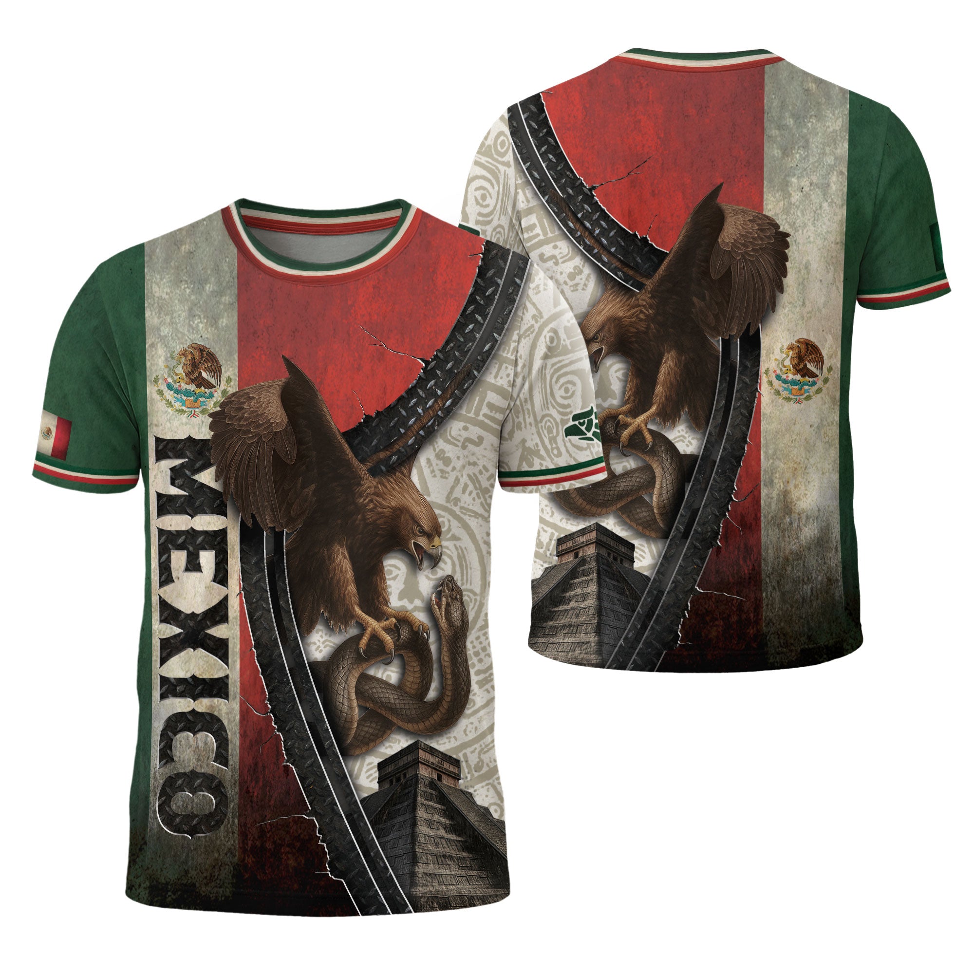 Mexico Flag Eagle Serpent Aztec Pyramid Heritage Pride Legacy Warrior Shirt