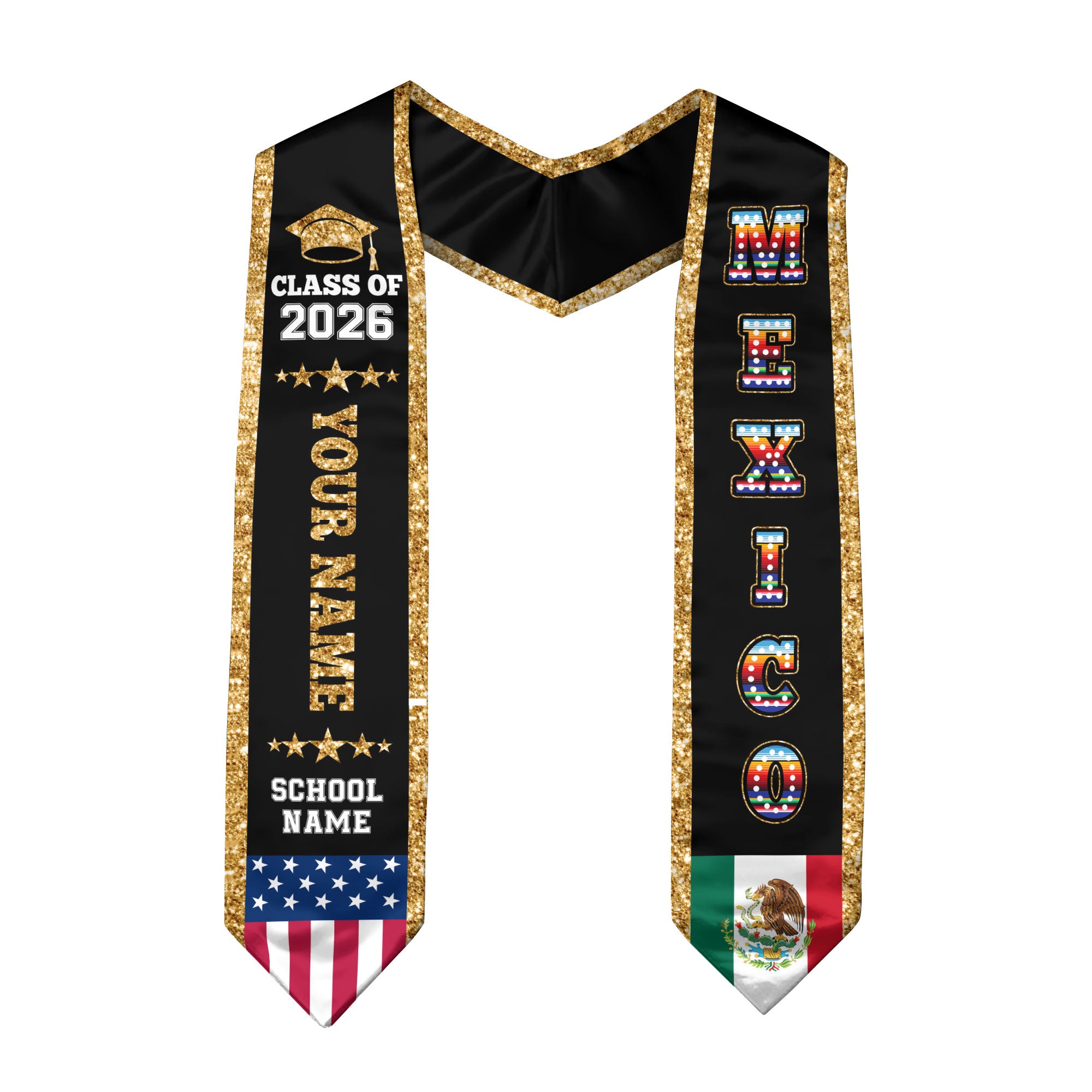 Mexico Graduate Stole 2026, Custom Personalized Sash for Graduation