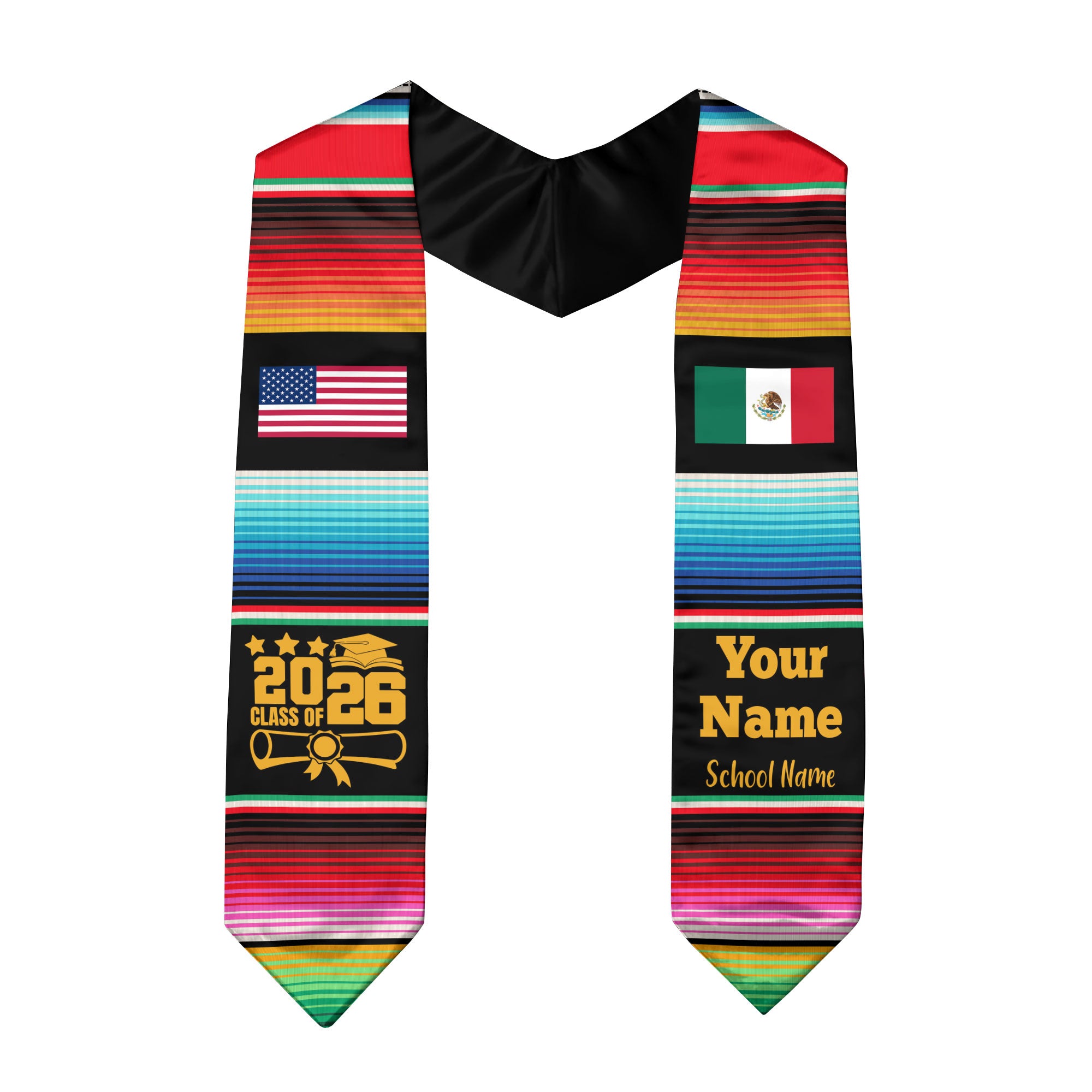 Mexico Graduate Sash 2026, Personalized Custom Mexican Stole for Graduation