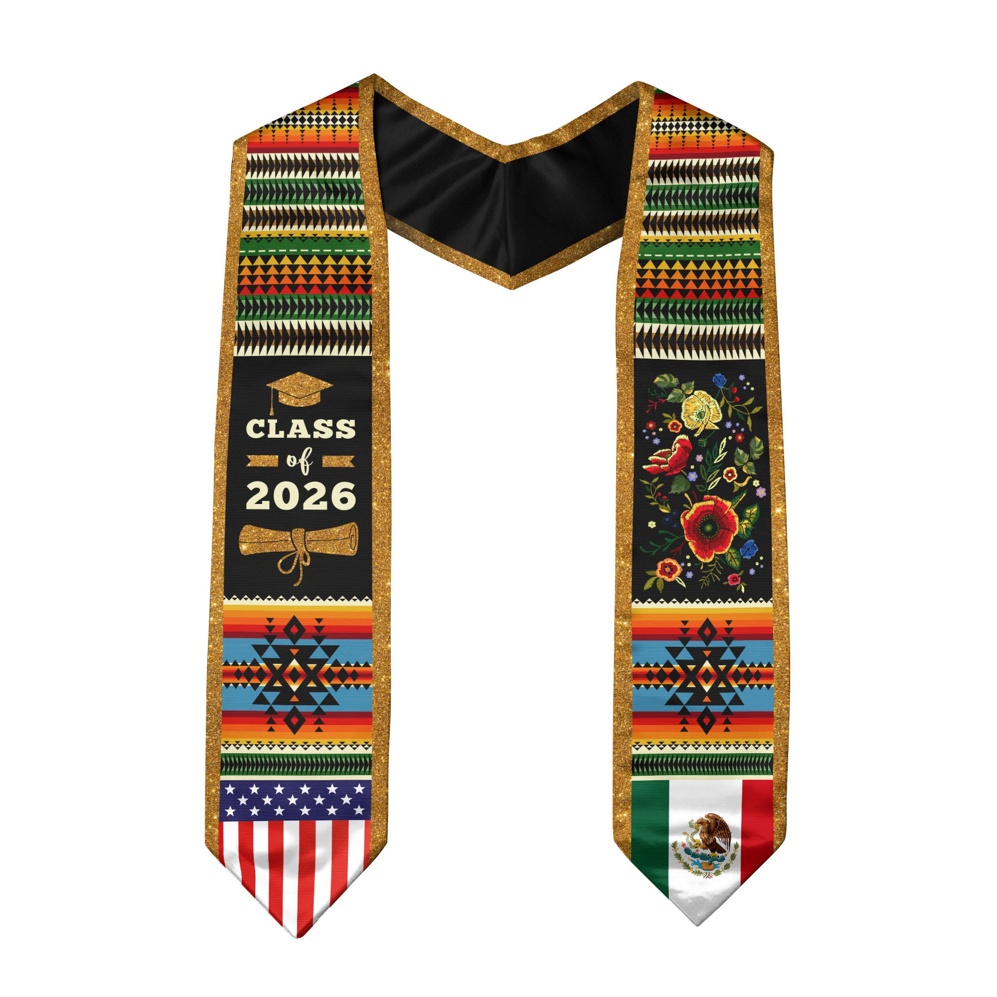 Mexico Sash 2026 Graduation, Mexican Stole with Mexico Flag Design, Senior Class 2026