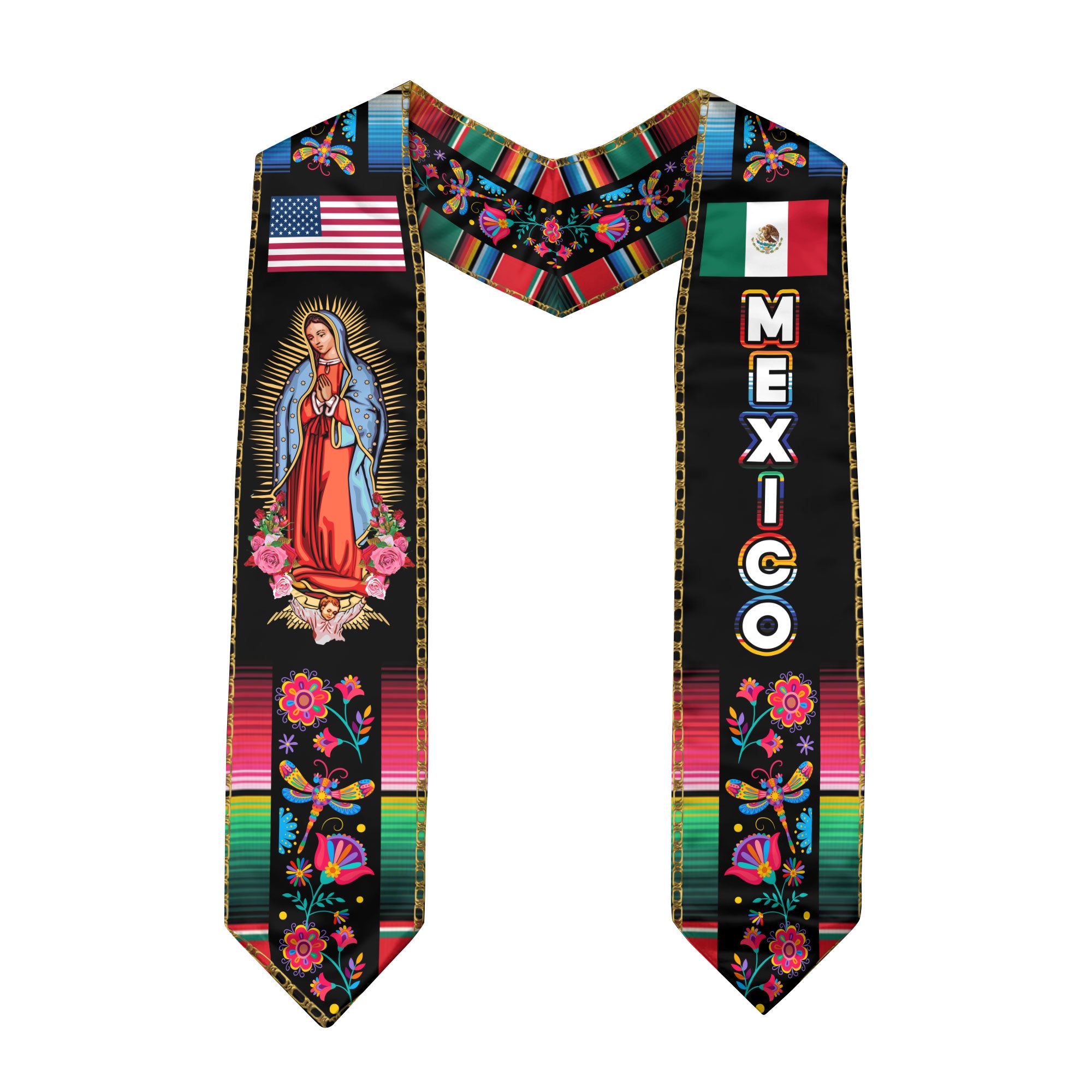 Mexico Flag Stole 2026, Mexican Graduation Sash for Ceremony, Class of 2026 Senior