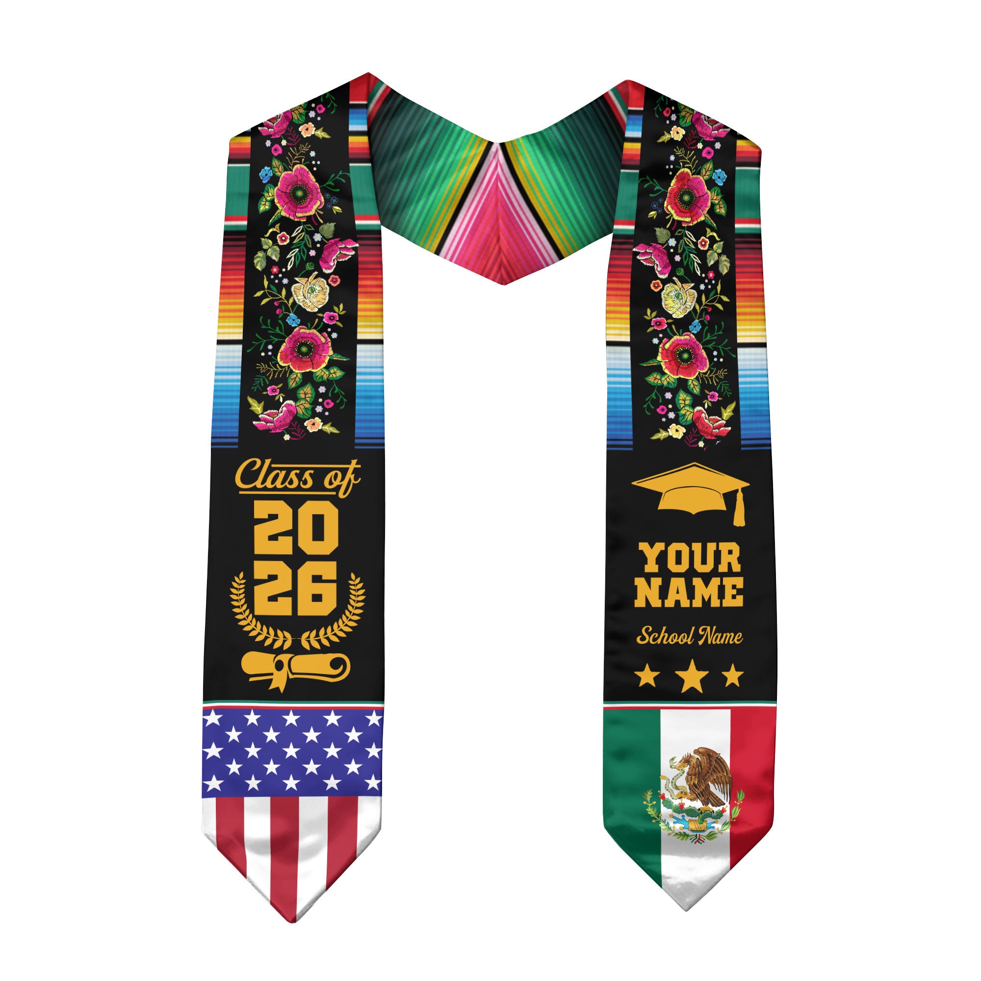 Custom Mexico Sash 2026 for Graduate, Personalized Mexican Stole for Graduation