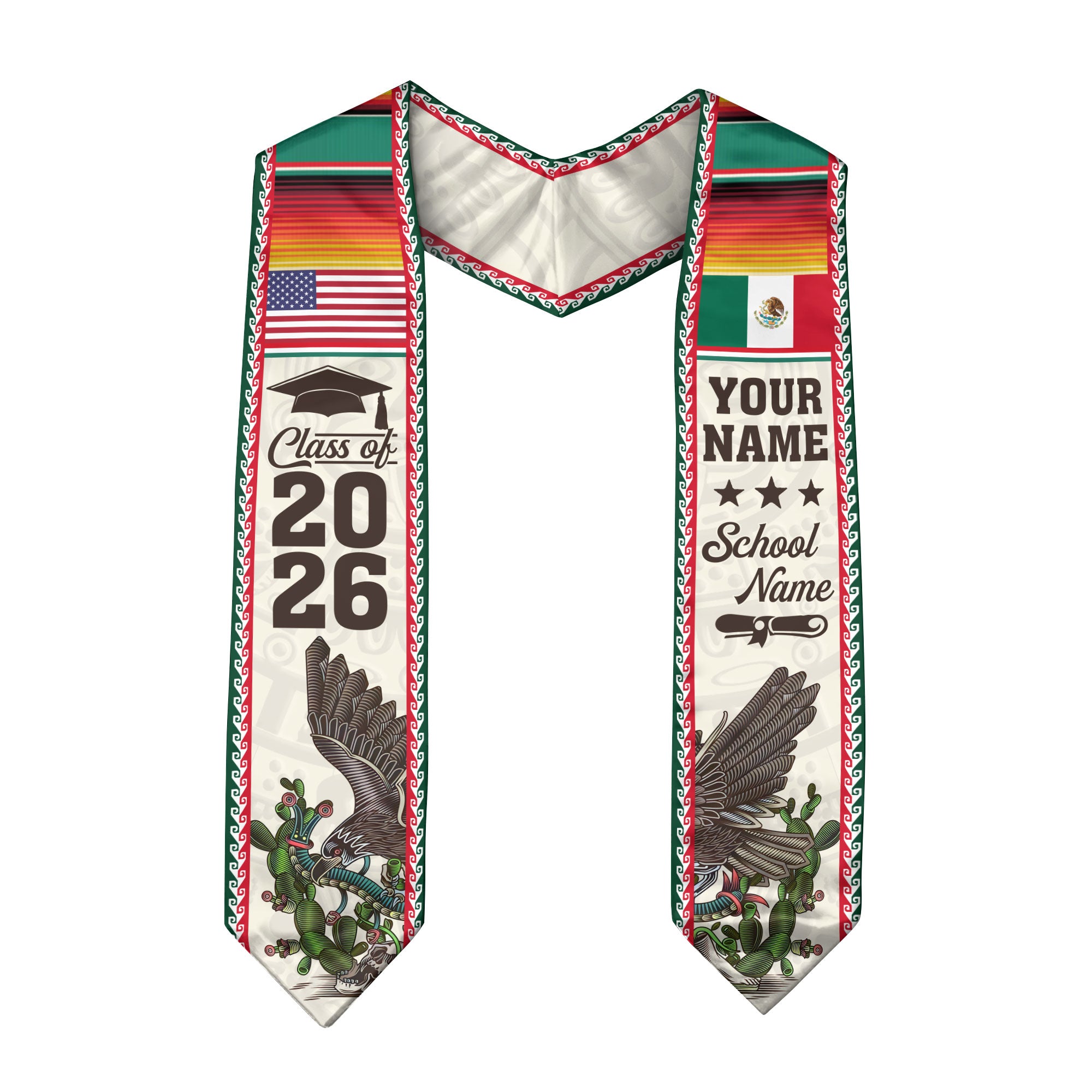 Mexican Graduate Sash 2026, Custom Personalized Stole for Graduation