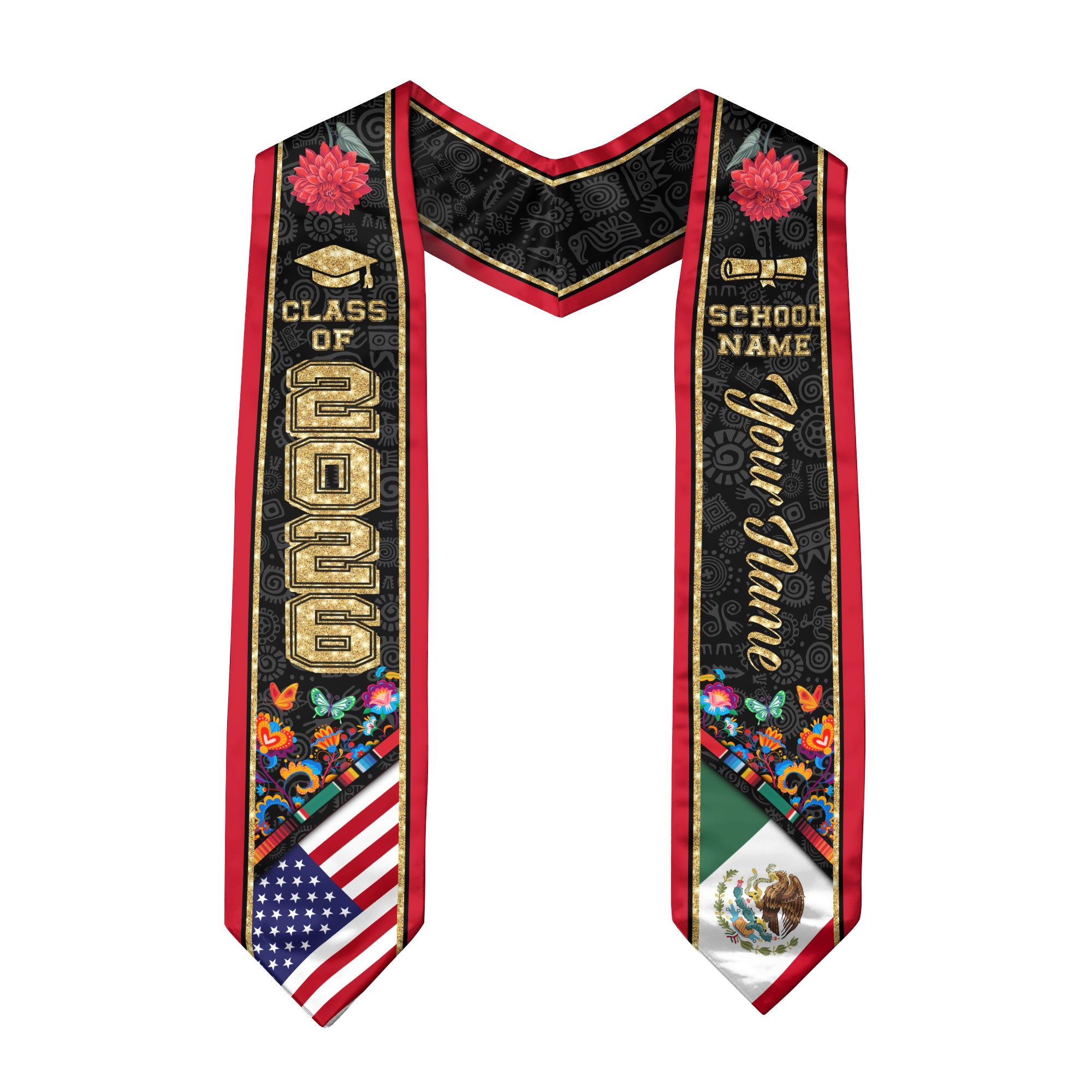Mexican Sash 2026 Custom, Mexico Graduation Stole, Personalized Graduate Senior Stole