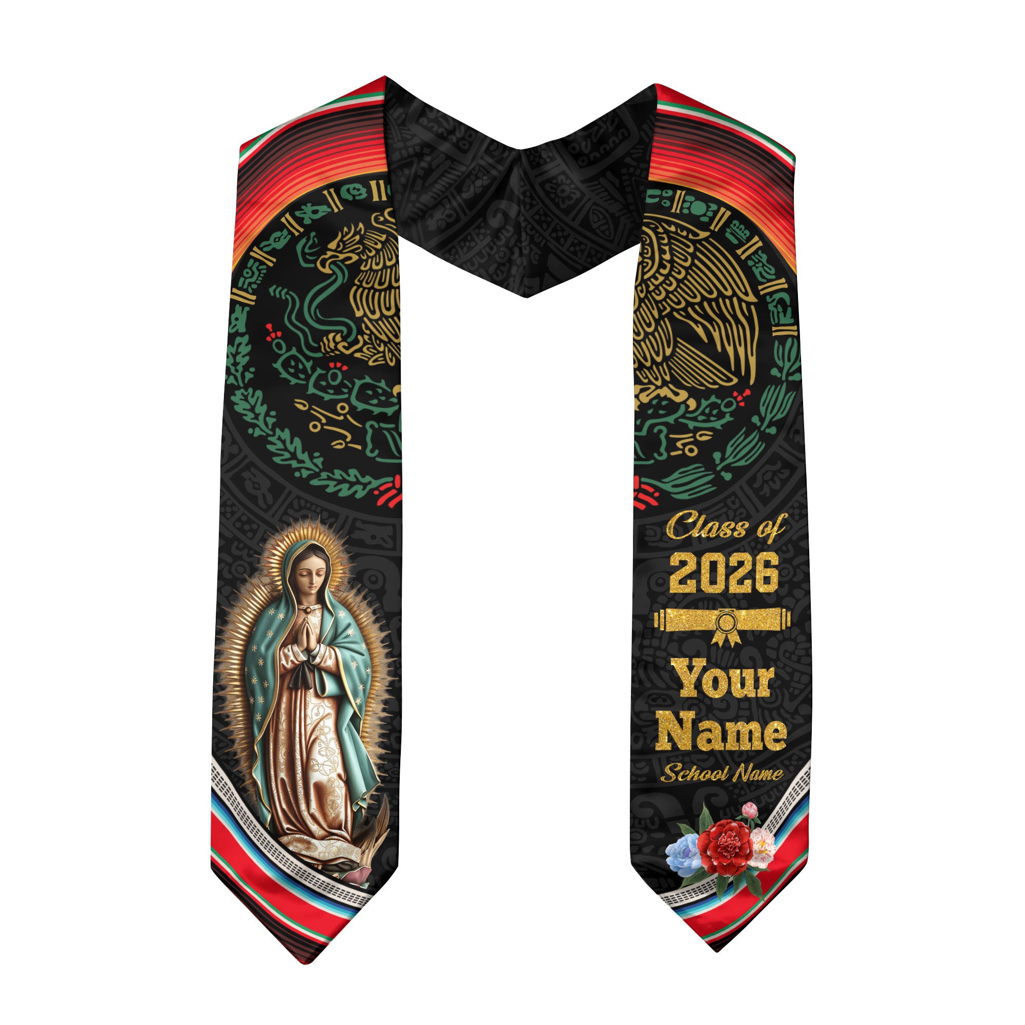 Personalized Mexican Graduation Stole 2026, Custom Mexico Sash for Graduate, Premium Mexican Stole for Graduation Day
