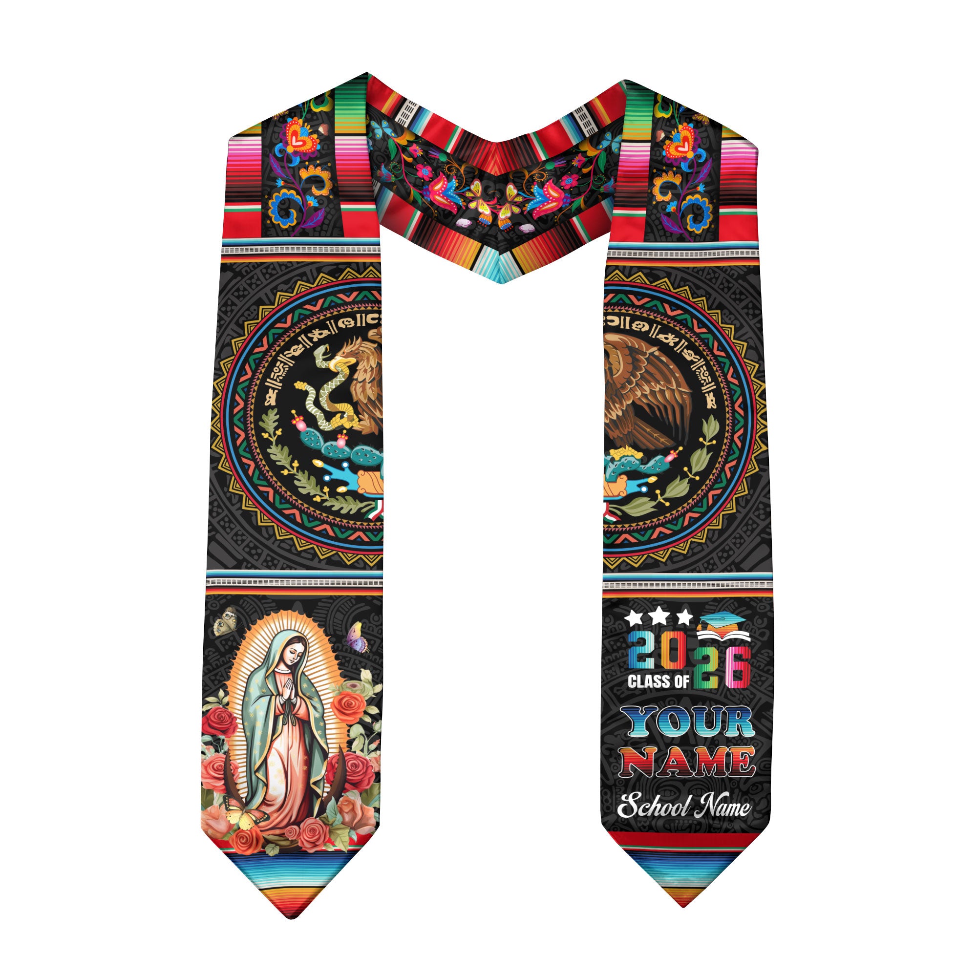 Personalized Mexico Graduation Sash 2026, Custom Mexican Stole for Graduate, Stylish Graduation Stole for Mexican Graduate