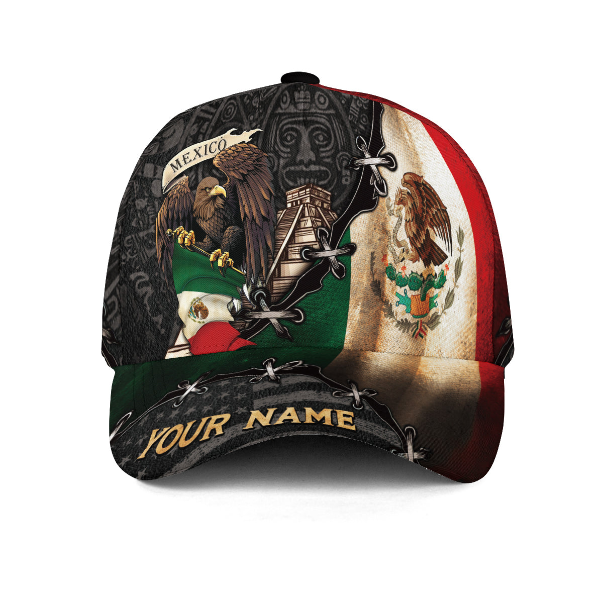 Custom Mexico Flag Eagle Aztec Map Heritage Pride Roots Design Hat