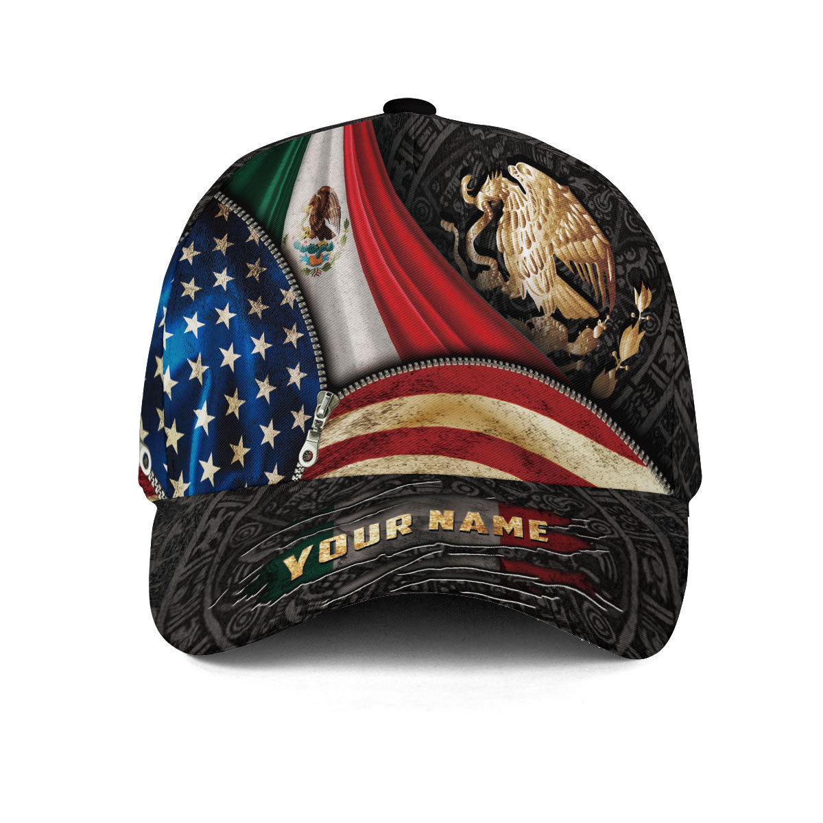 Custom Mexico USA Flag Eagle Heritage Pride Aztec Roots Unity Design Hat