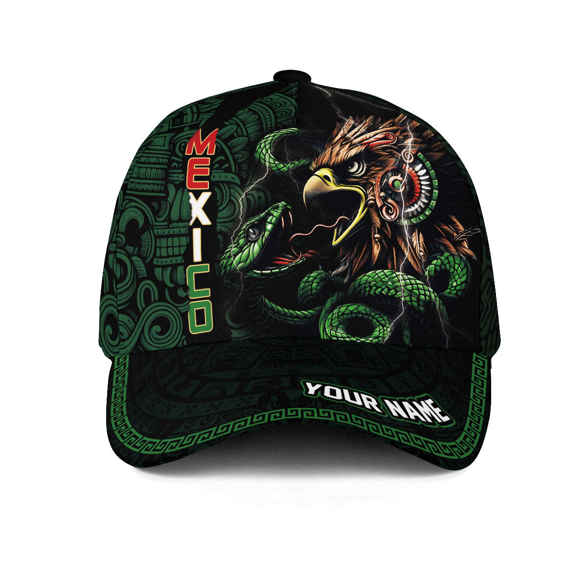 Custom Mexico Aztec Eagle Serpent Warrior Heritage Pride Power Roots Hat