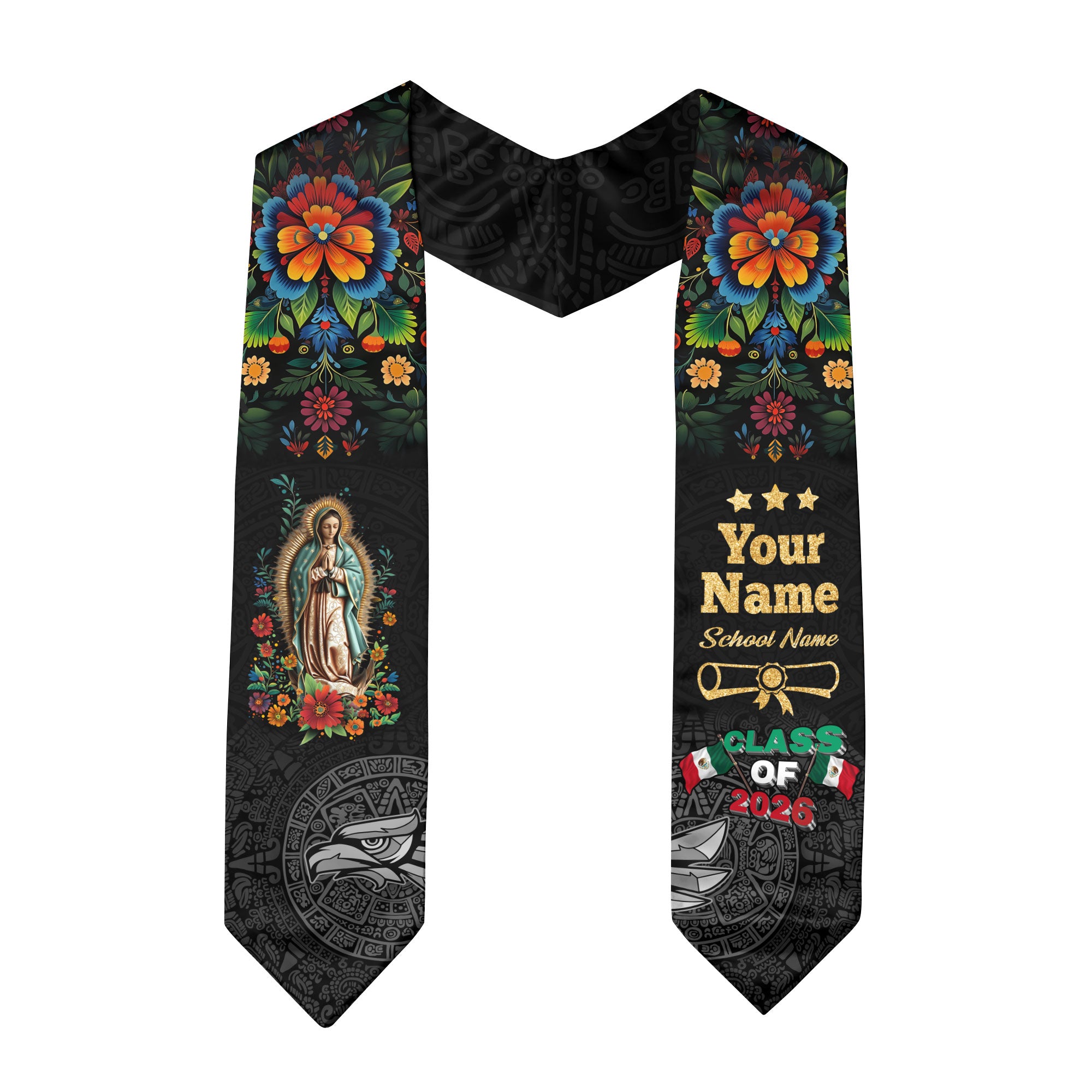Custom Mexican Graduate Stole 2026, Personalized Mexico Sash for Graduation