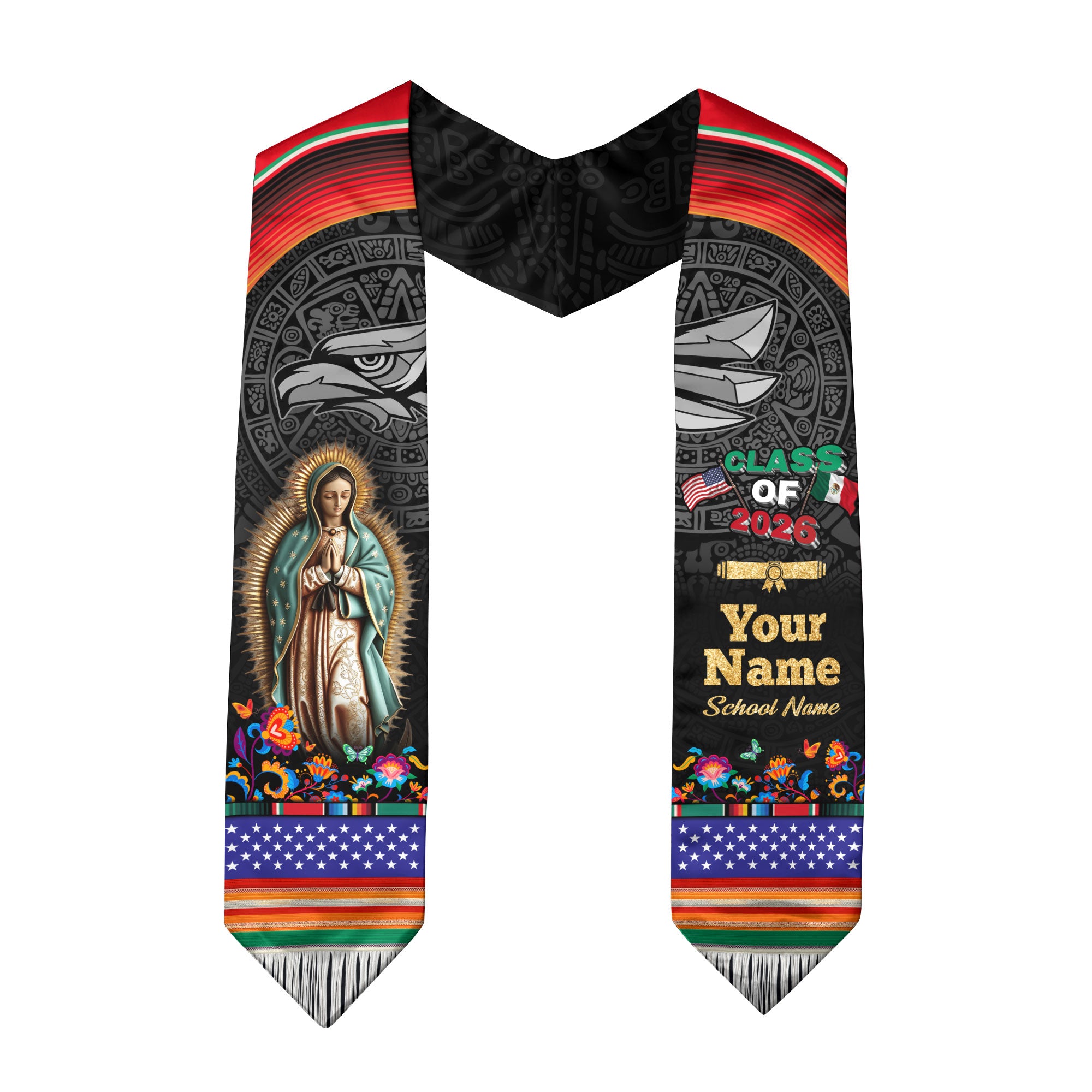Mexico Graduation Stole 2026 for Graduate, Custom Personalized Mexican Sash