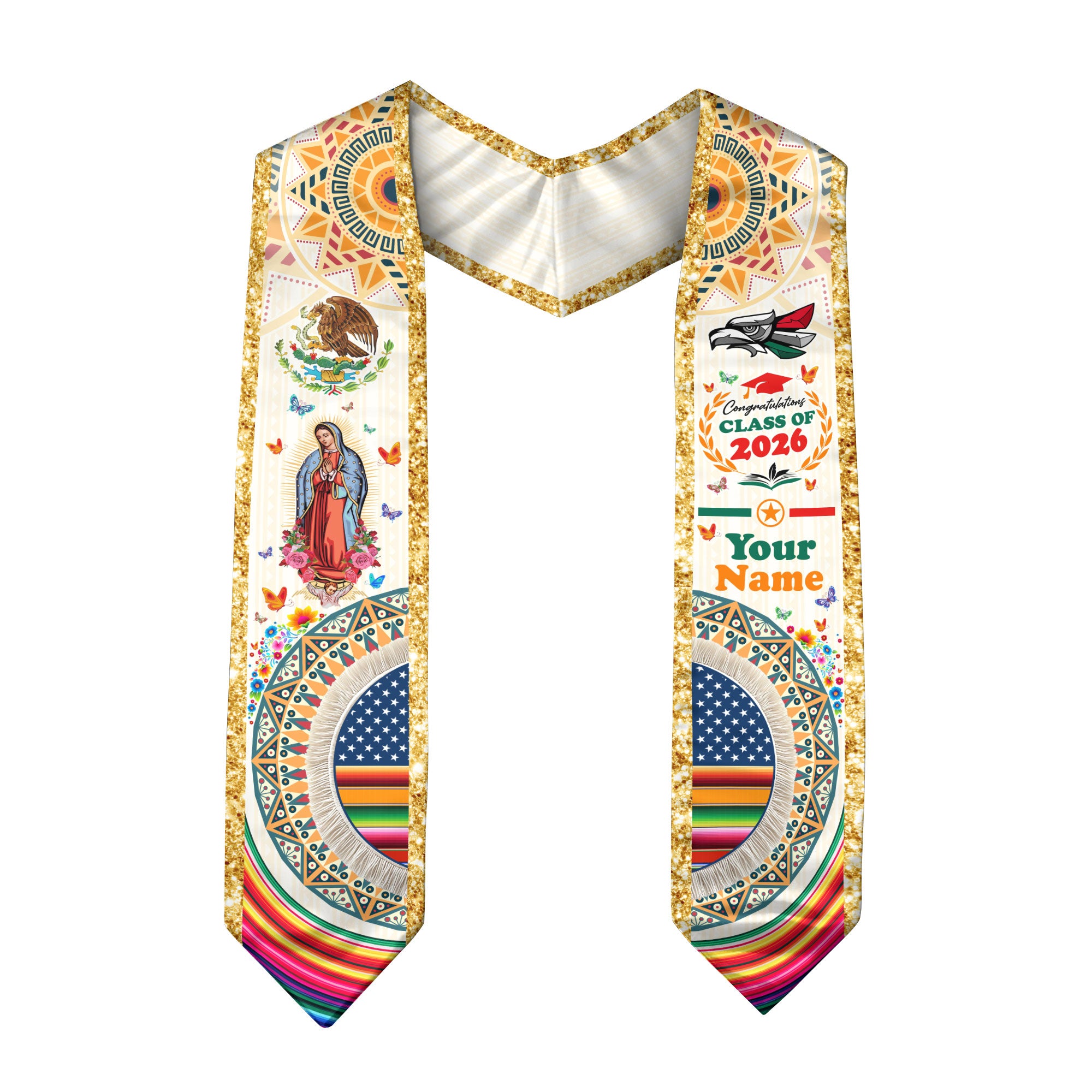 Custom Mexico Stole 2026 for Graduate, Personalized Mexican Graduation Sash