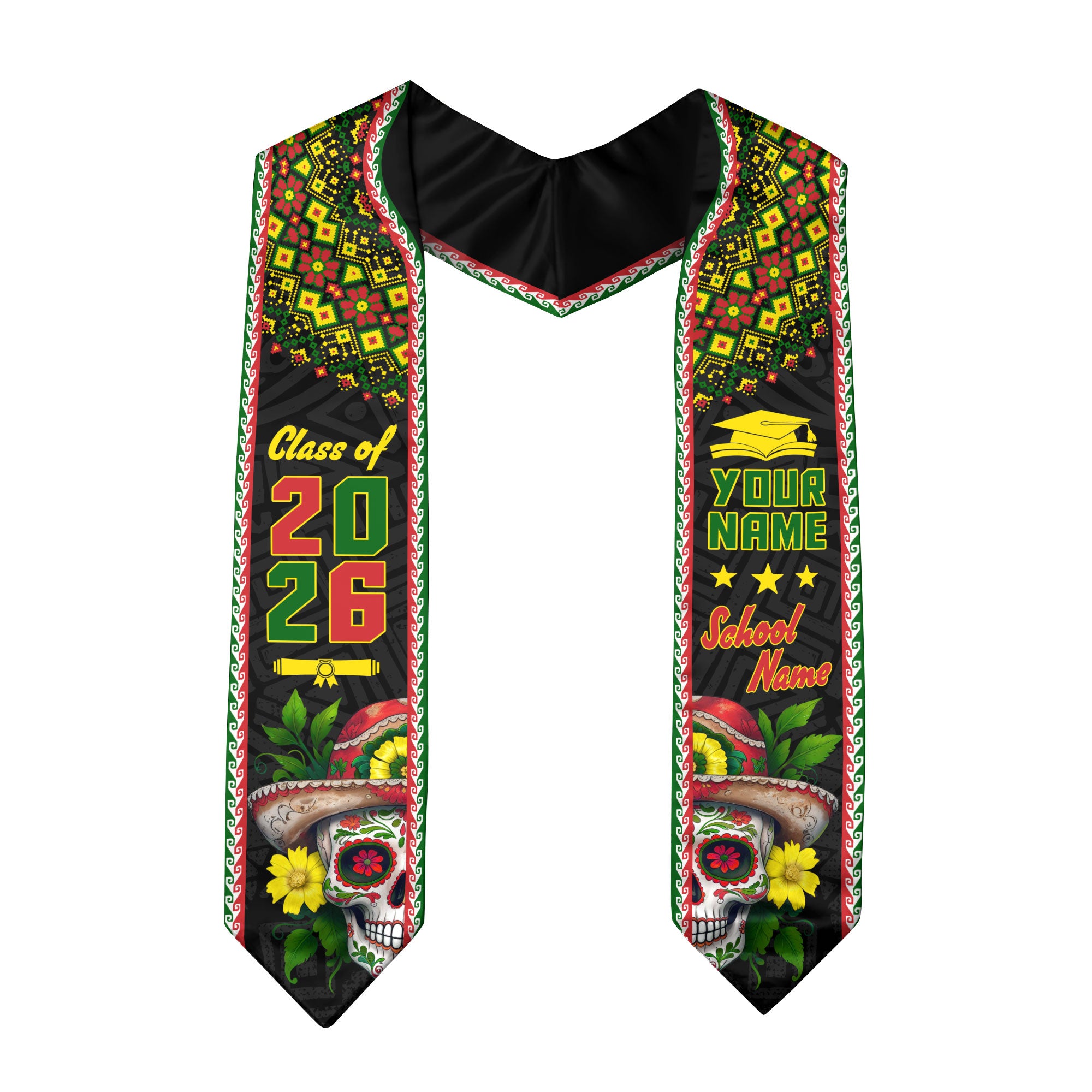 Aztec Mexican Mexico Stole 2026, Custom Graduation Sash for Accomplished Graduate