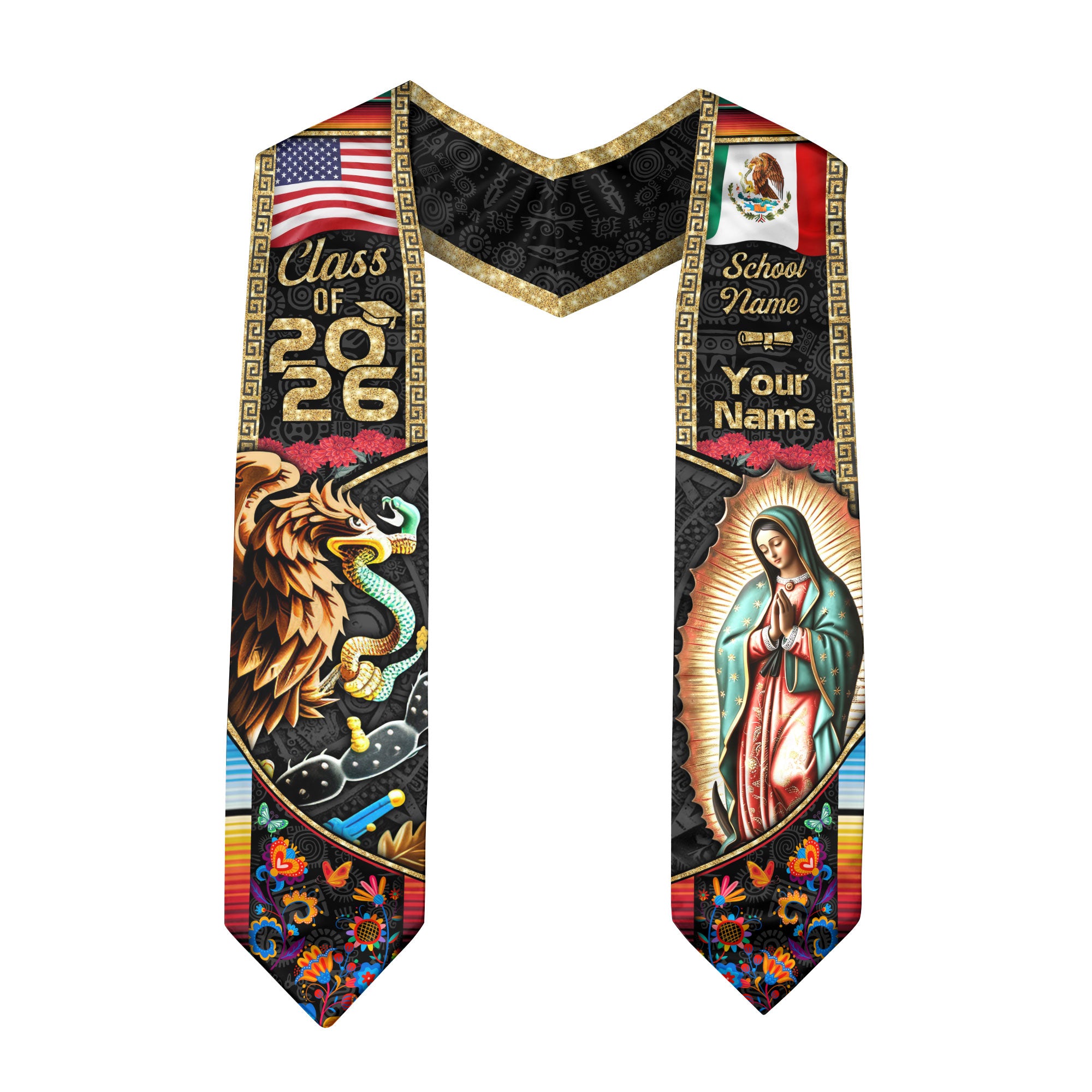 Custom Mexican Sash 2026 for Graduation, Personalized Mexico Stole for Graduate