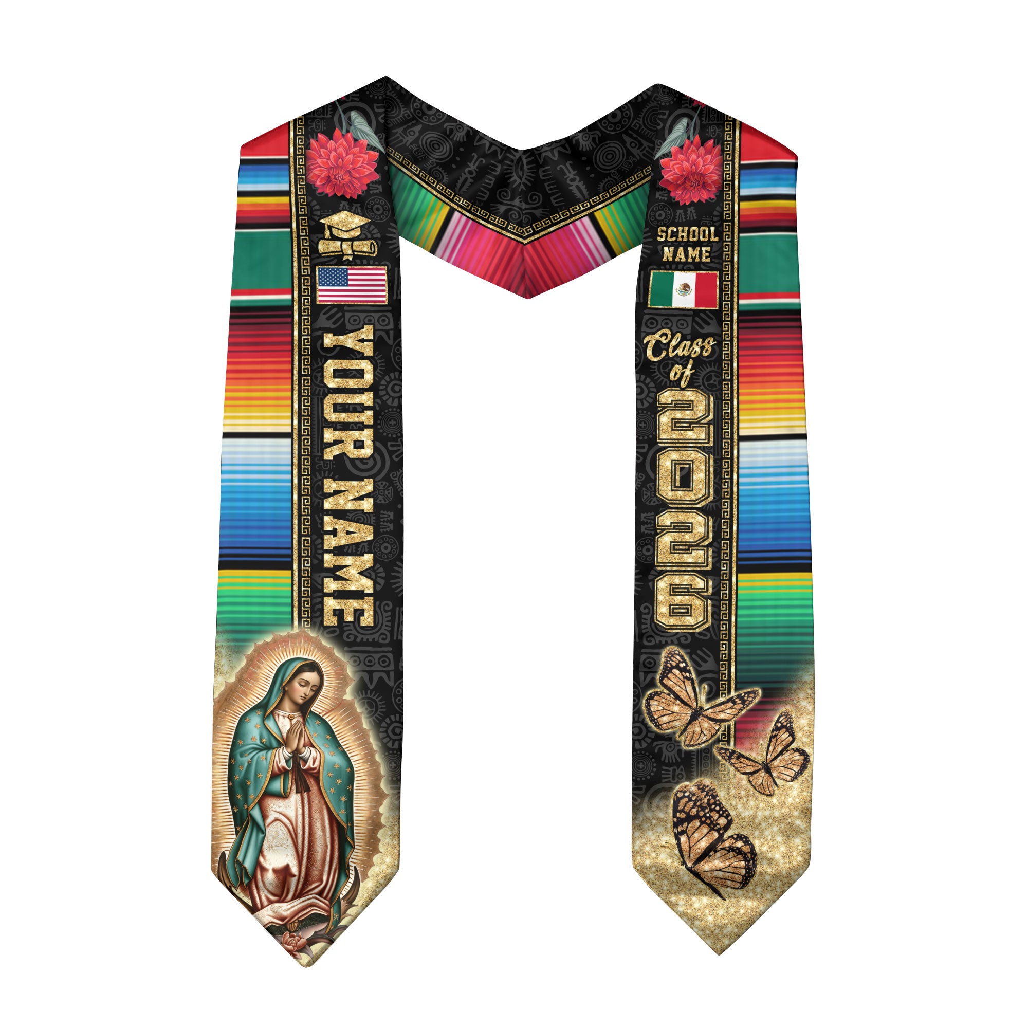 Mexico Personalized Sash 2026 for Graduate, Custom Mexican Graduation Stole