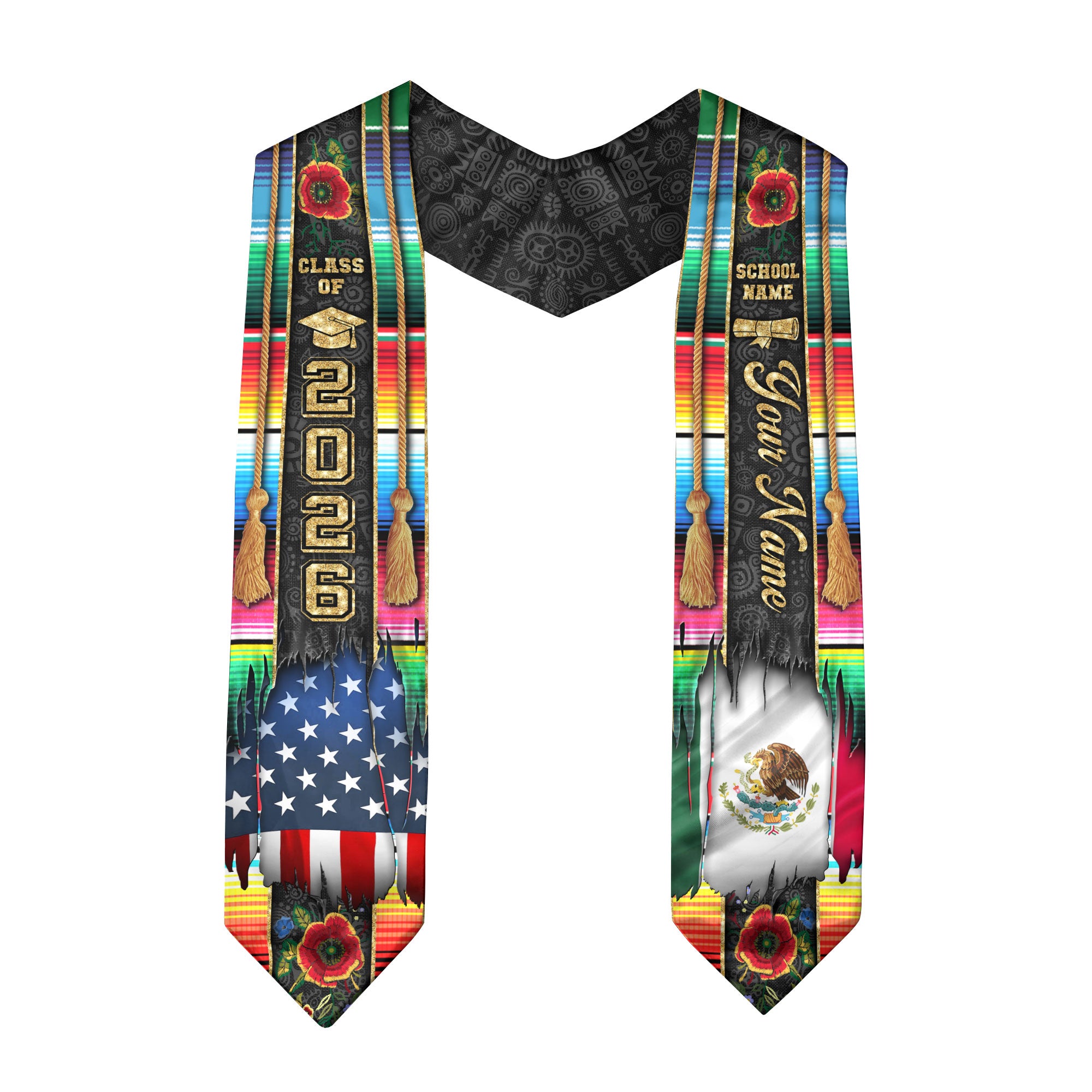 Custom Mexican Sash Mexico 2026, Graduation Stole for Senior Graduate
