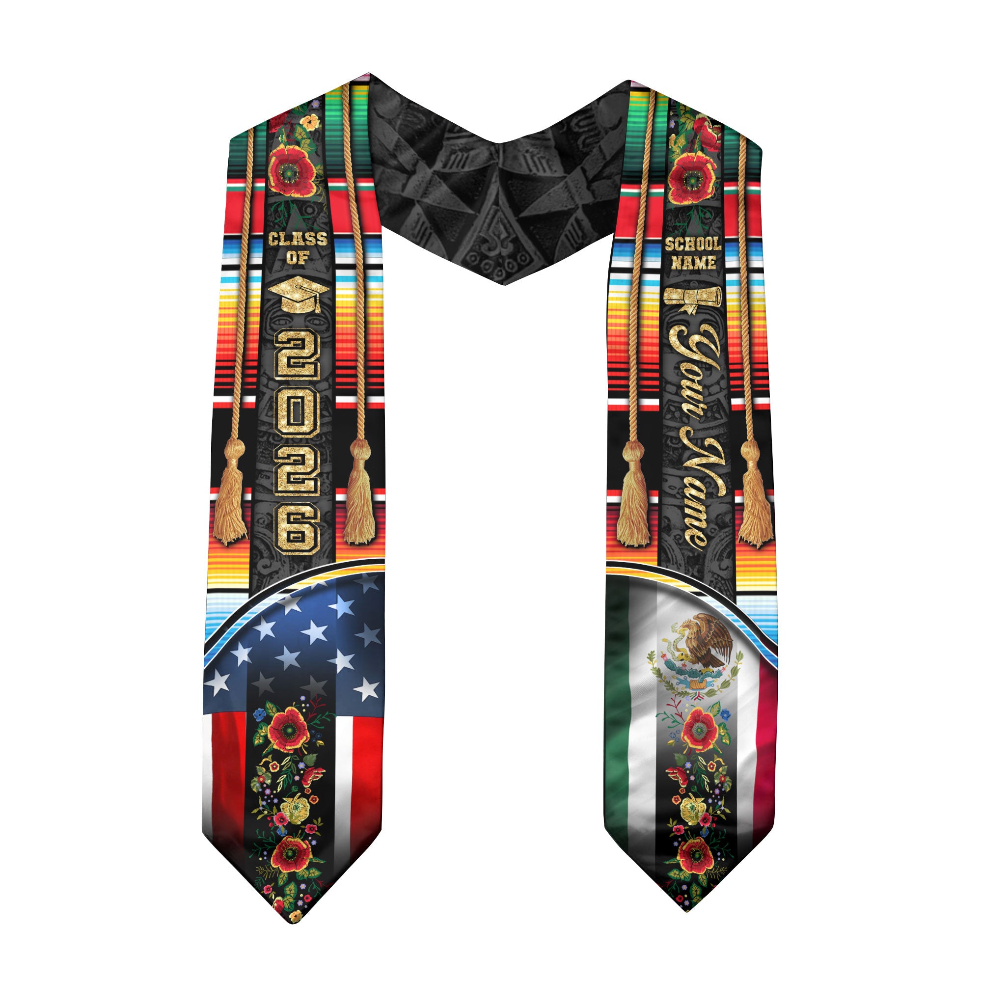 Personalized Mexico Graduation Stole 2026, Custom Mexican Sash for Class Graduate