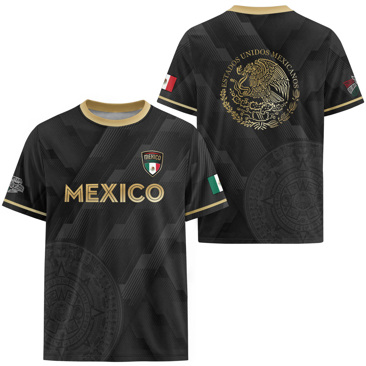 Mexico Soccer Jersey Black Style with Subtle Aztec Design For Men, For Women