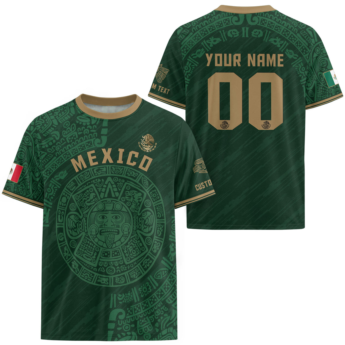 Custom Mexico Soccer Jersey Aztec Calendar Green Edition