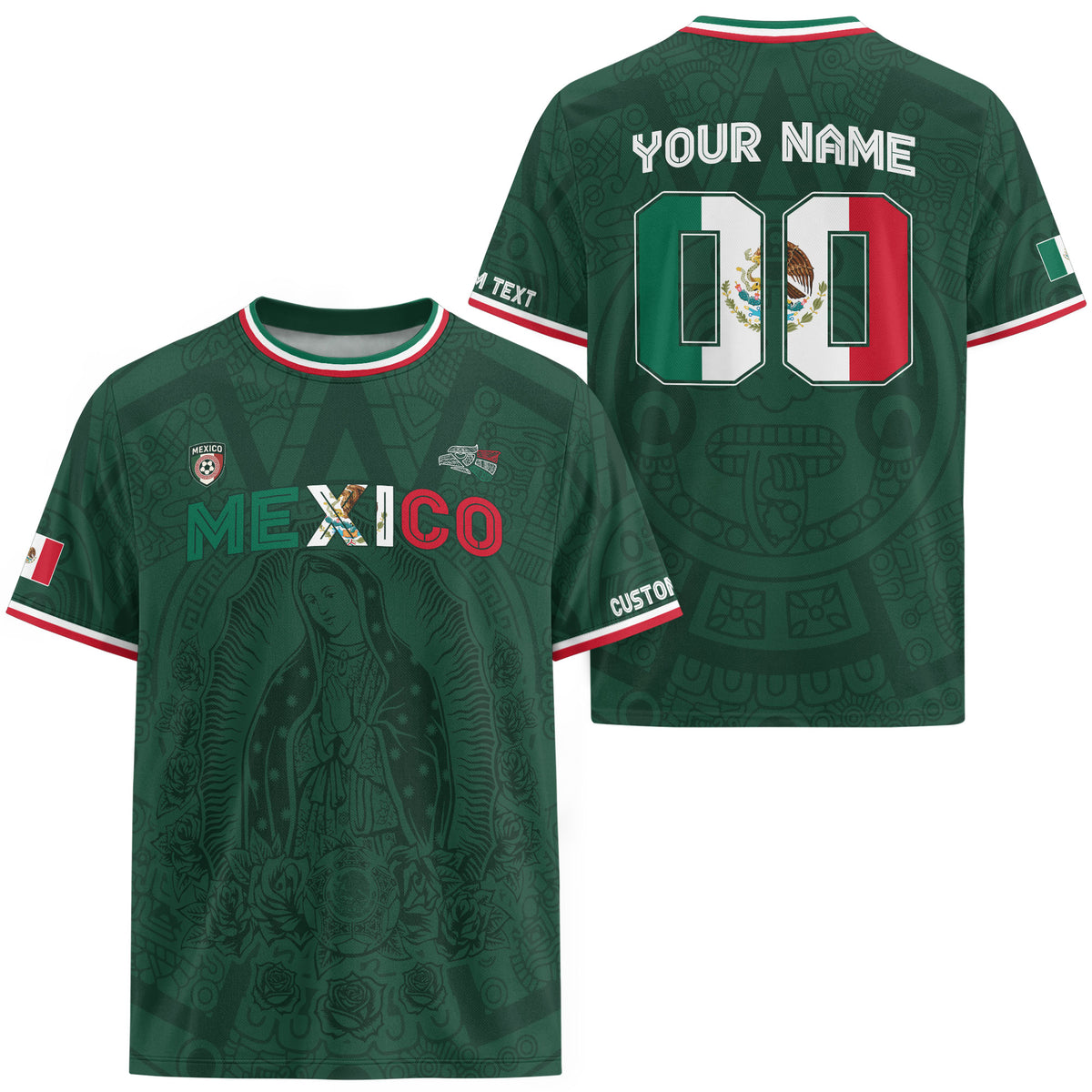 Custom Mexico Green Virgin of Guadalupe Soccer Jersey