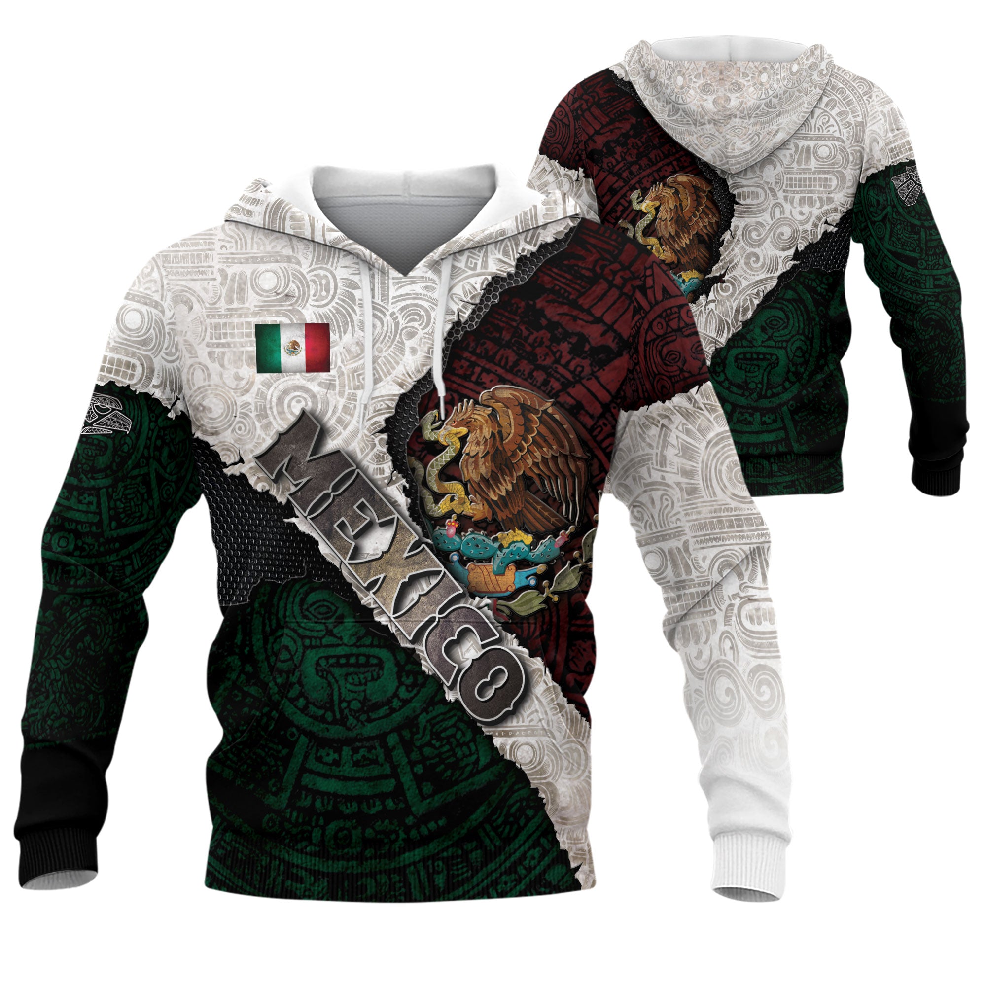 Mexico Flag Eagle Aztec Heritage Pride Warrior Legacy Culture Hoodie