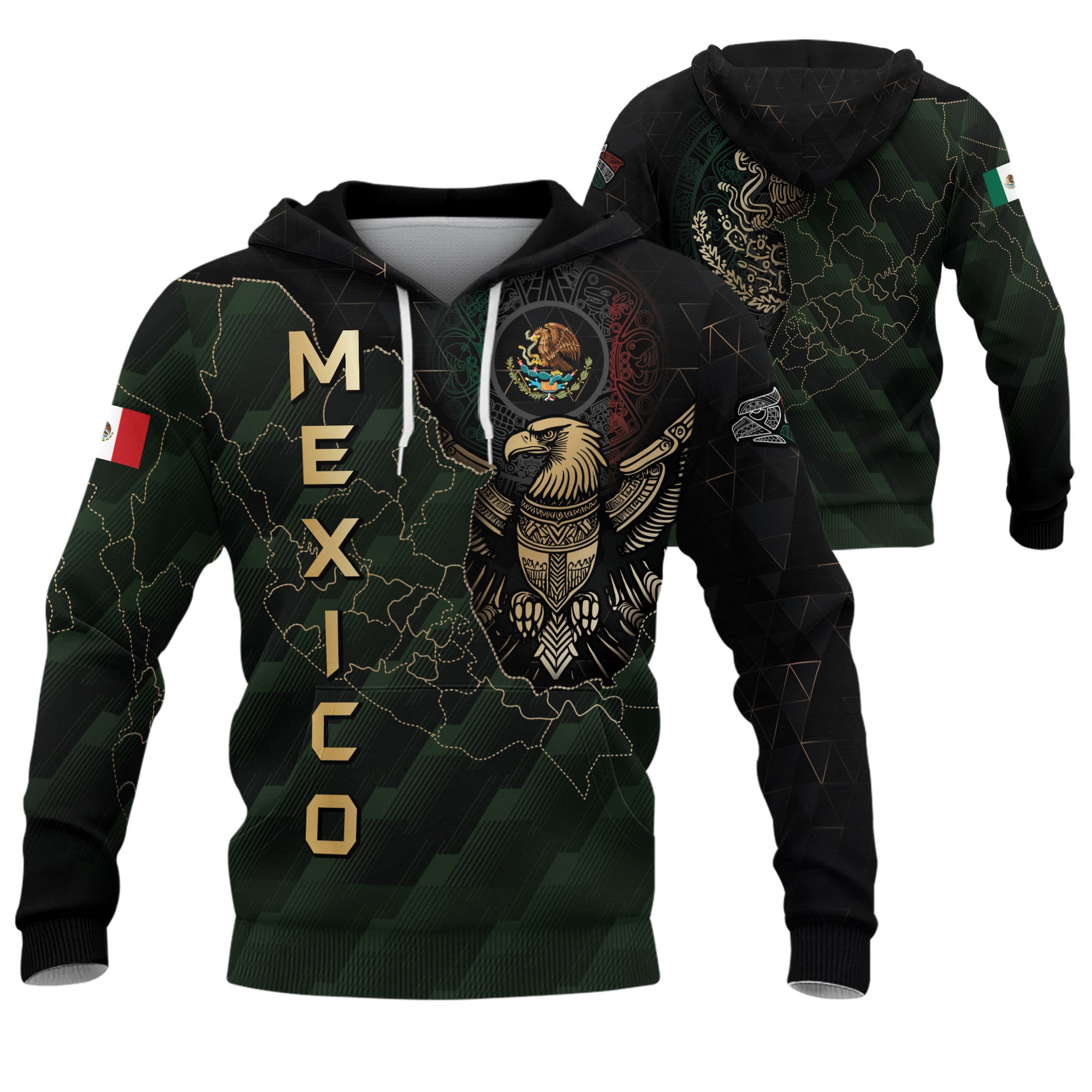 Mexico Eagle Emblem & Map Heritage Design Hoodie