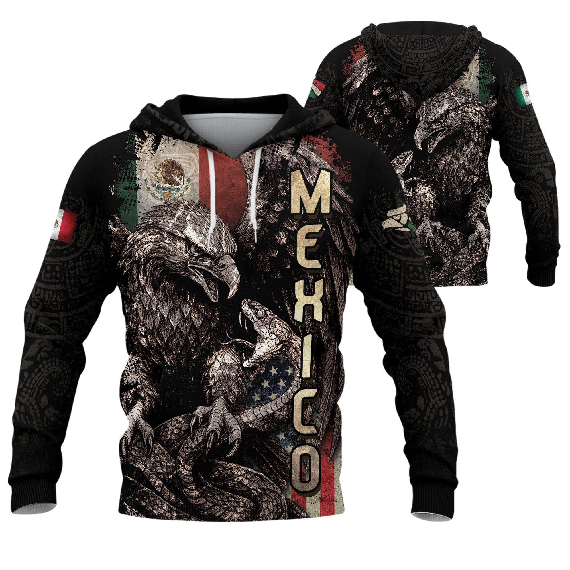 Sudadera con capucha del calendario azteca de piedra solar de México, símbolo antiguo, herencia, orgullo guerrero