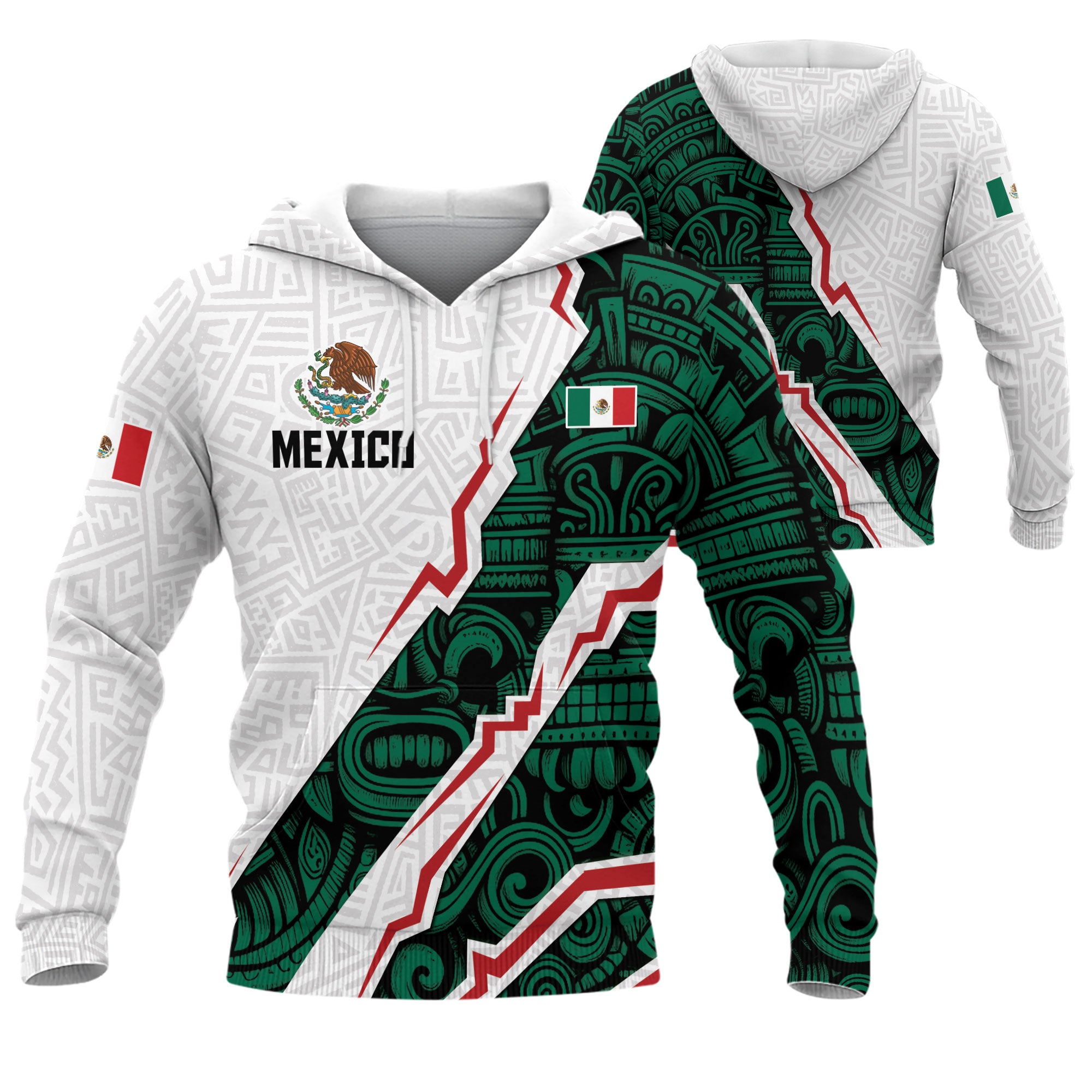 Sudadera con capucha del calendario azteca de piedra solar de México, símbolo antiguo, herencia, orgullo guerrero