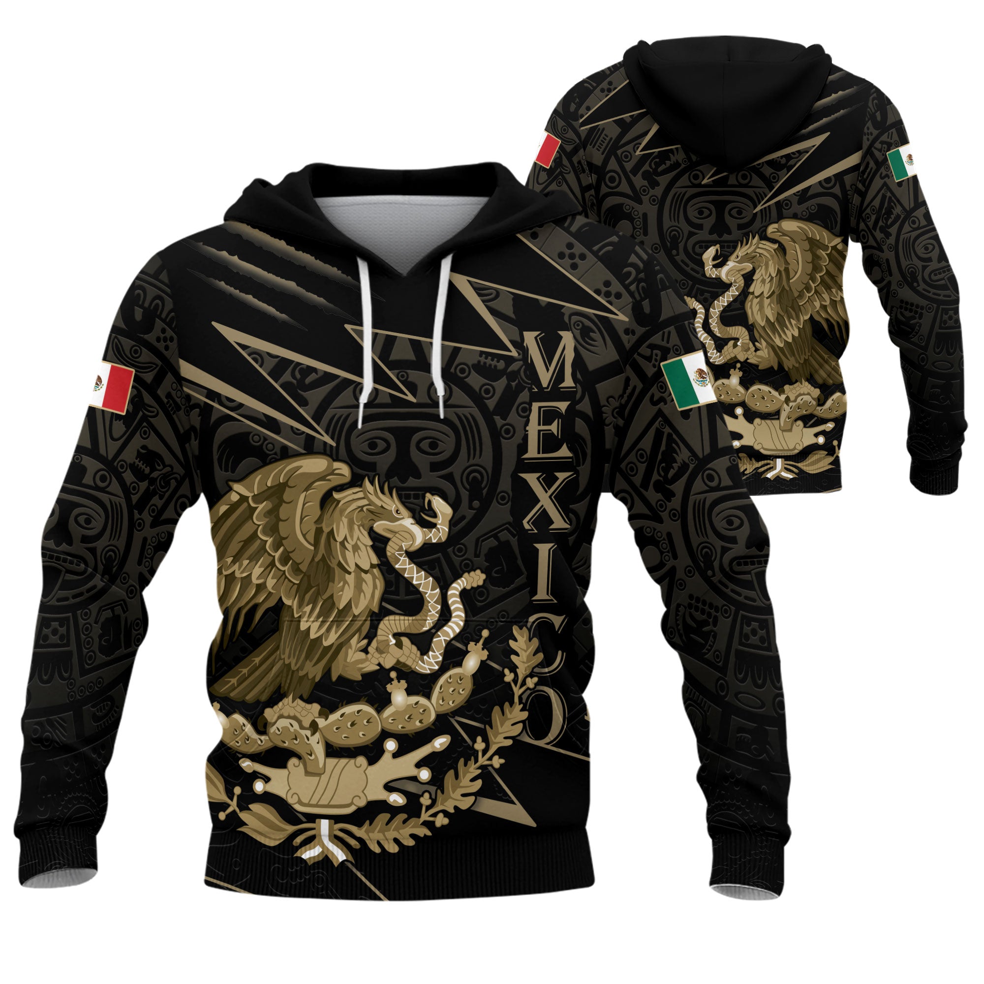 Sudadera con capucha del calendario azteca de piedra solar de México, símbolo antiguo, herencia, orgullo guerrero