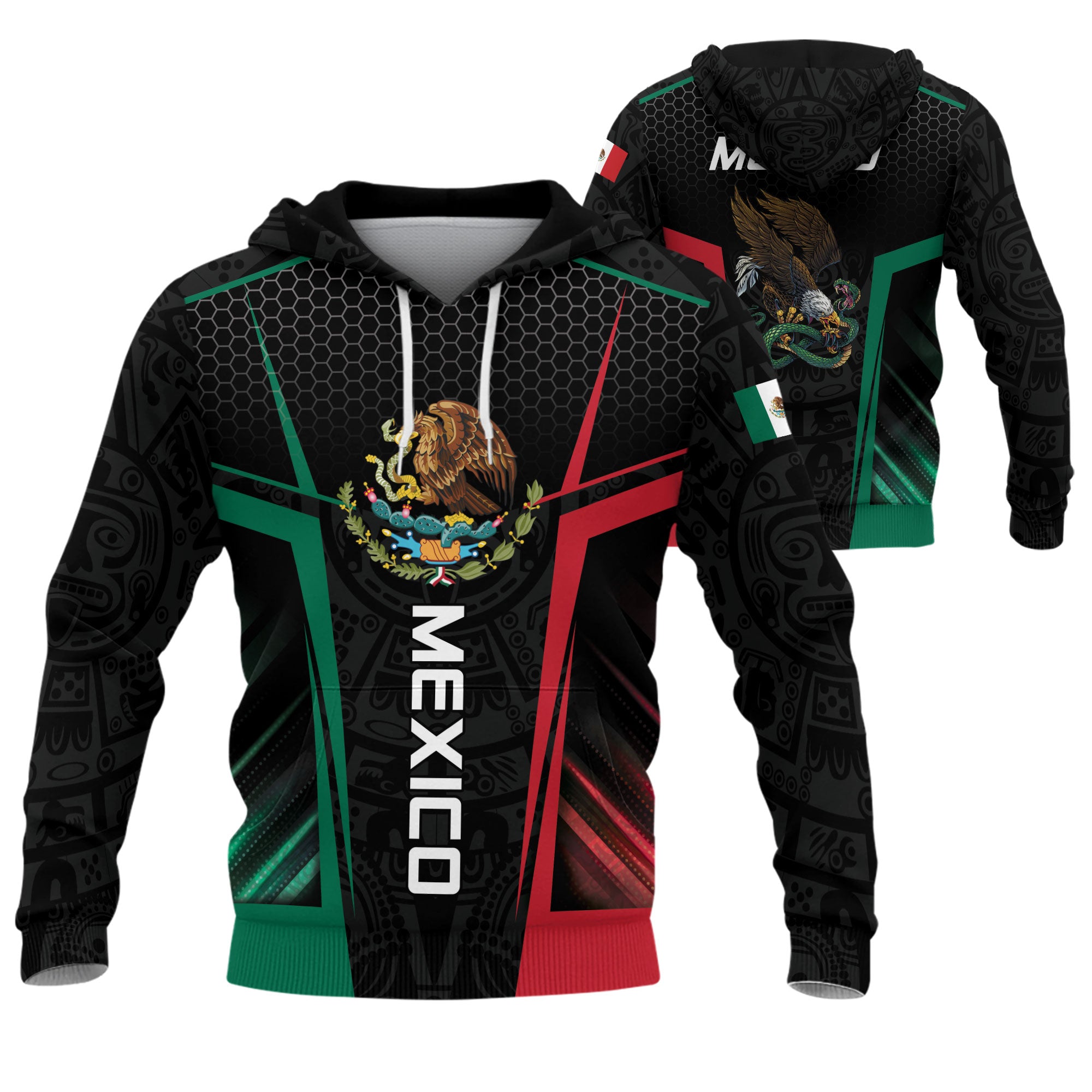 Sudadera con capucha del calendario azteca de piedra solar de México, símbolo antiguo, herencia, orgullo guerrero