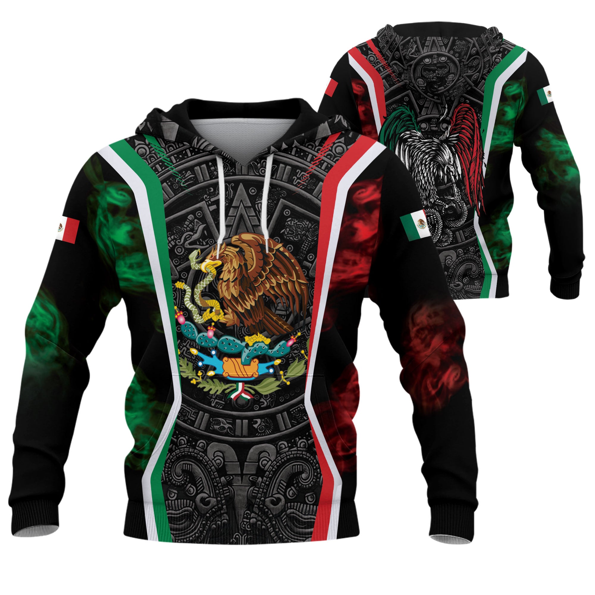 Sudadera con capucha del calendario azteca de piedra solar de México, símbolo antiguo, herencia, orgullo guerrero