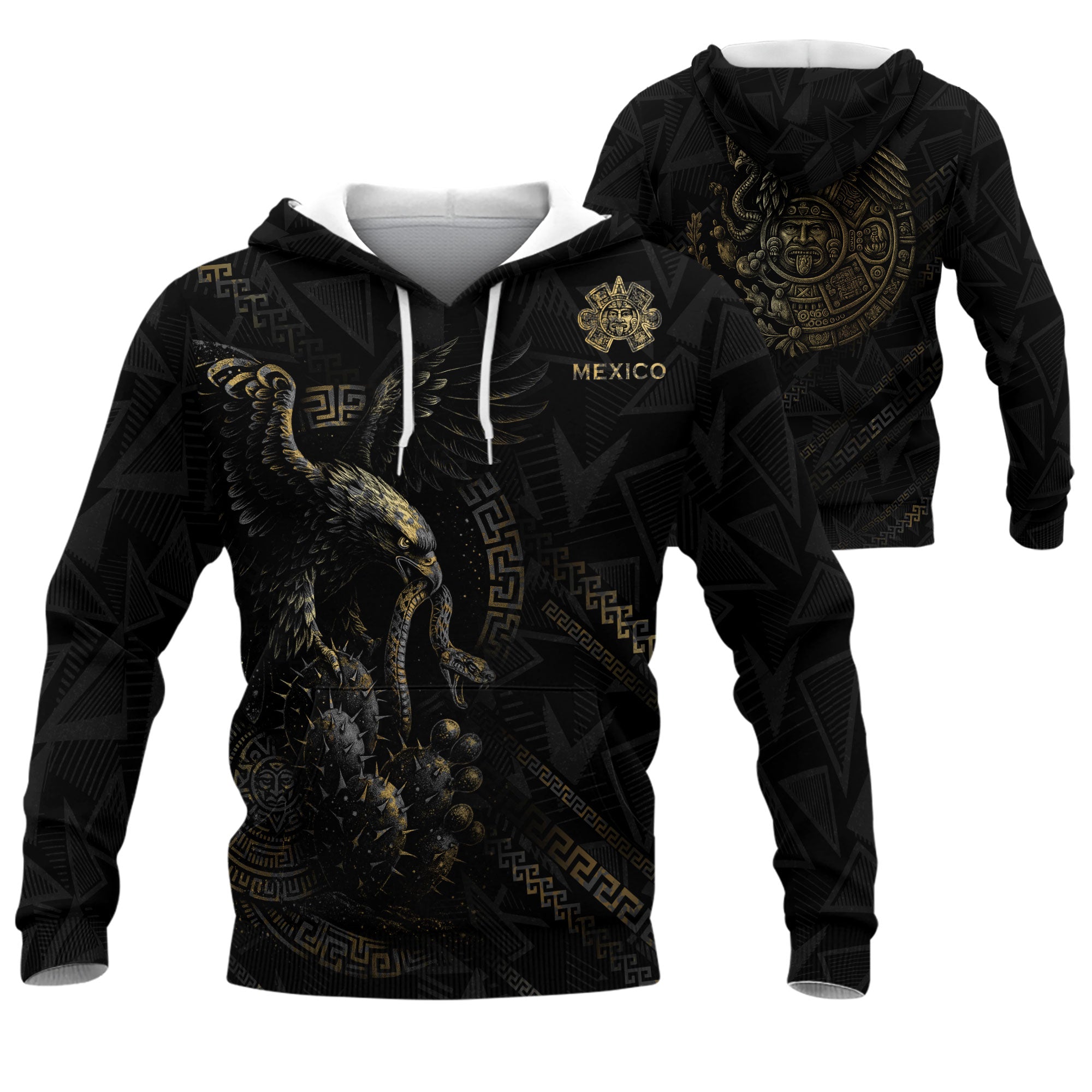 Sudadera con capucha del calendario azteca de piedra solar de México, símbolo antiguo, herencia, orgullo guerrero